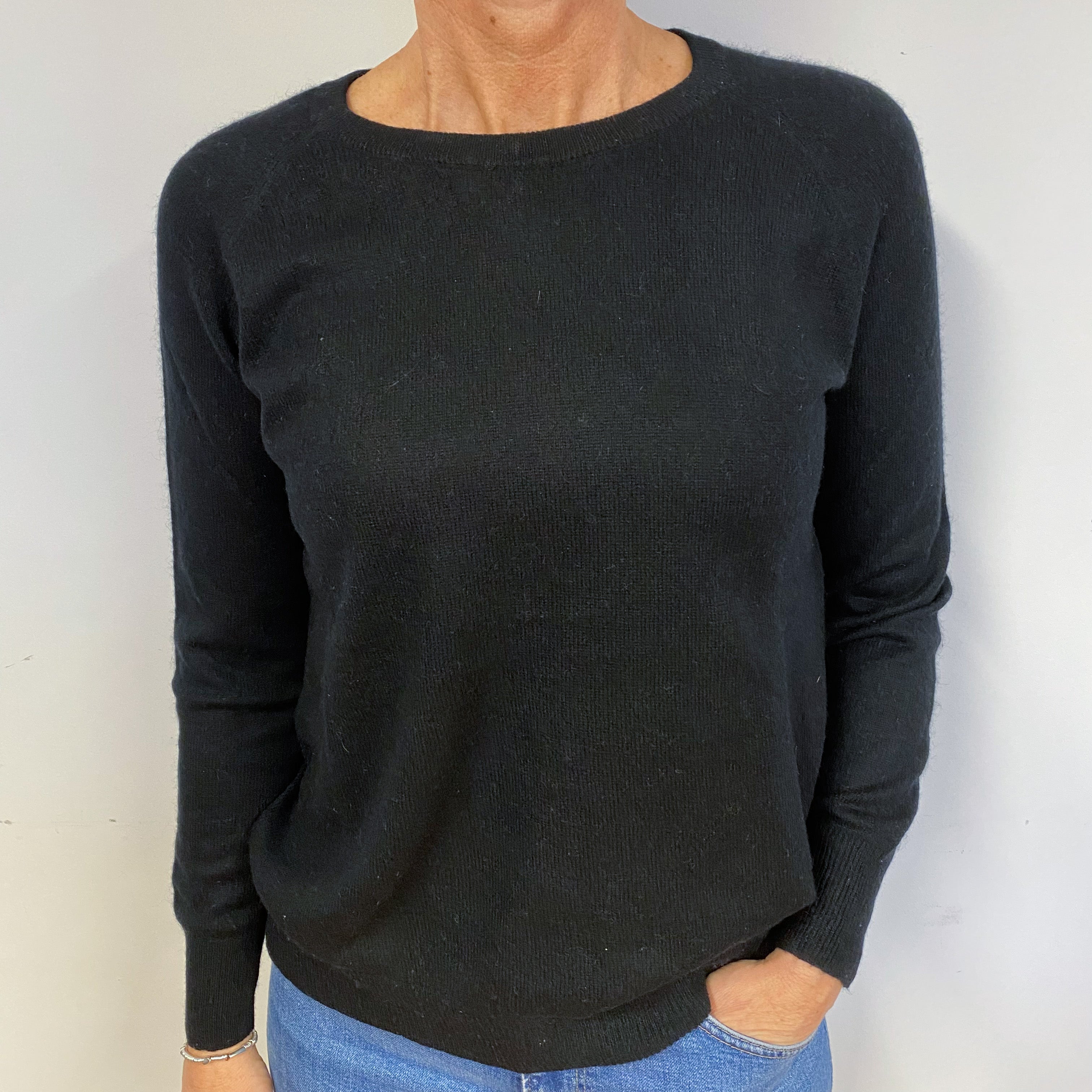 Black Cashmere Crew Neck Jumper Medium