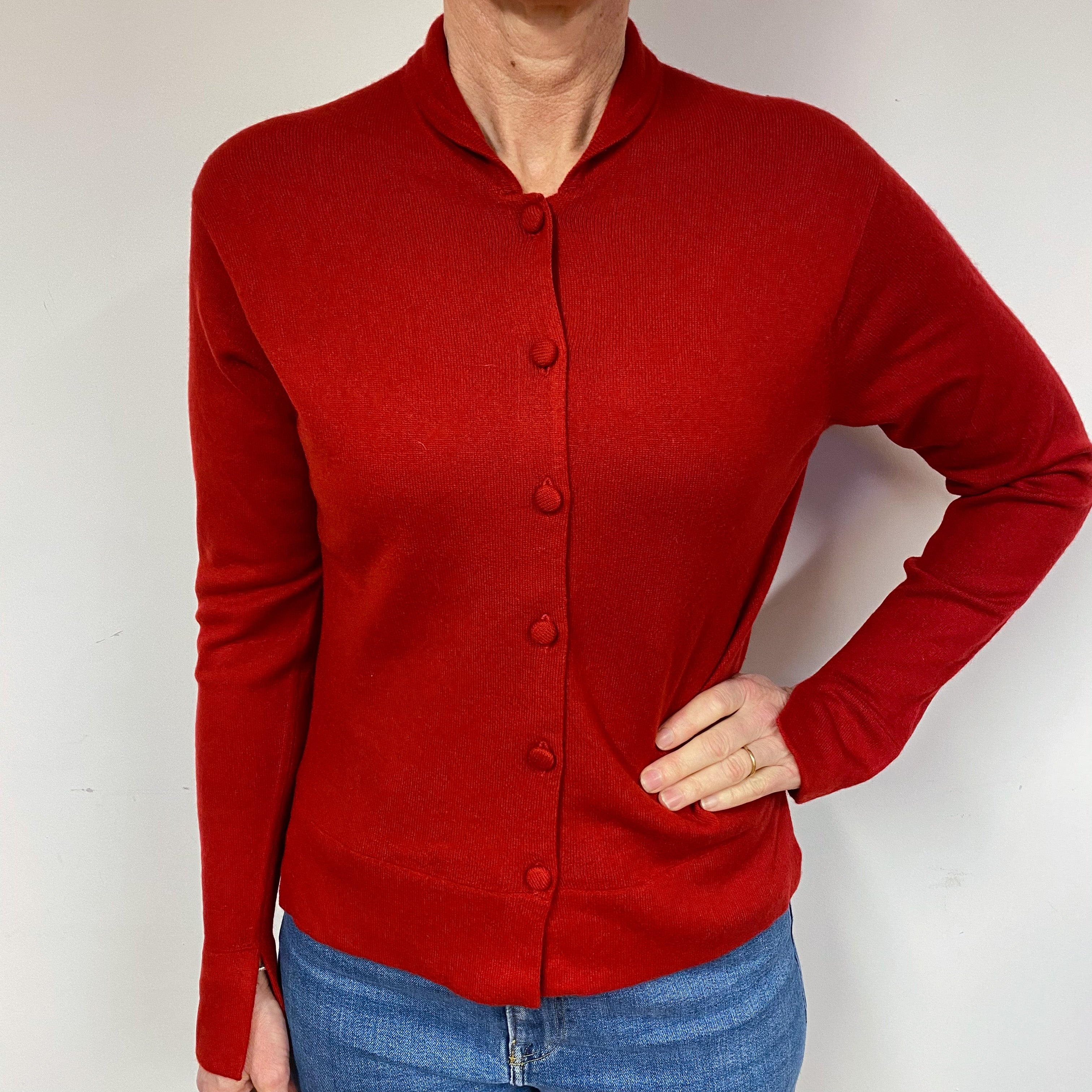 Scarlet Red Vintage Cashmere Cardigan Medium