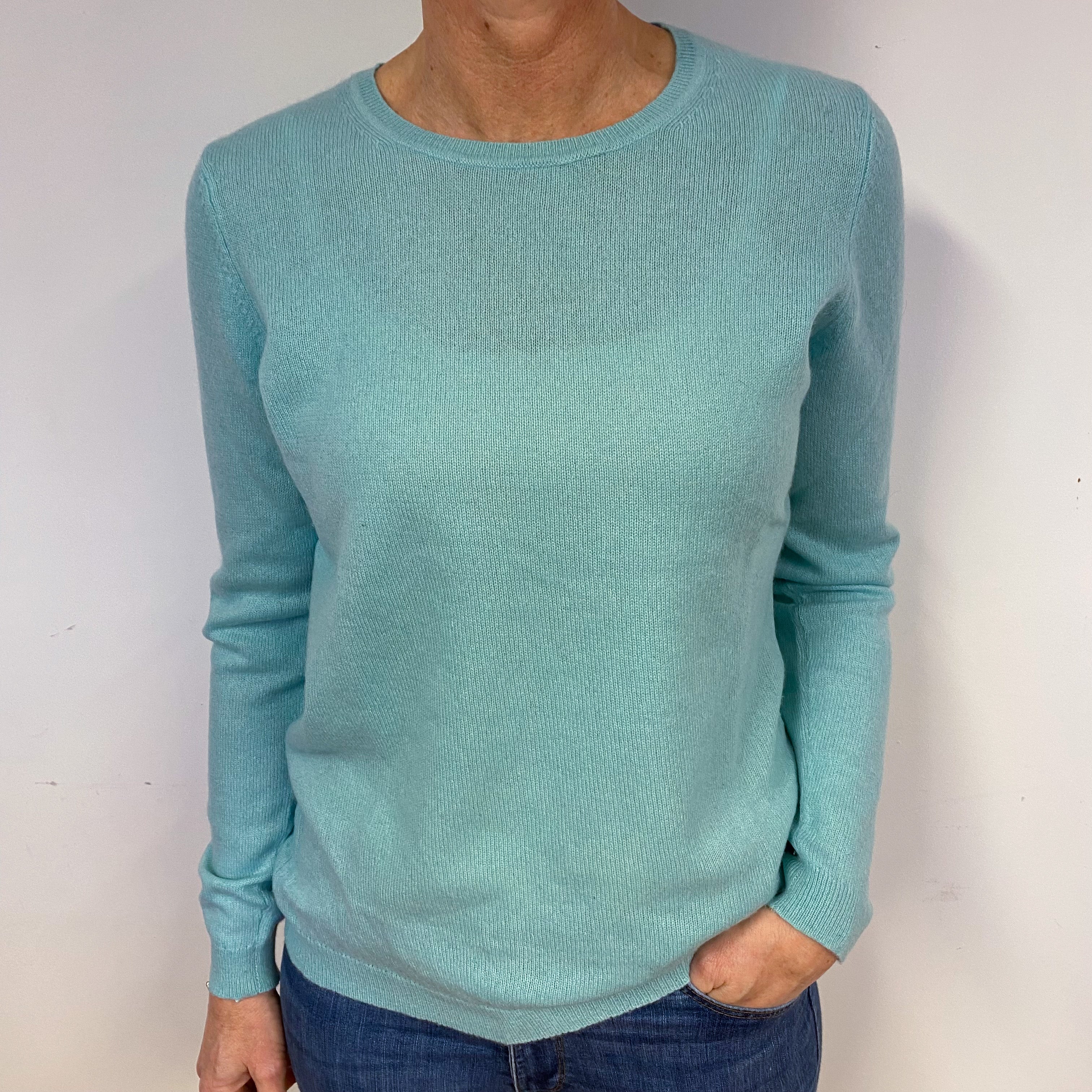 Deep Mint Green Cashmere Crew Neck Jumper Medium