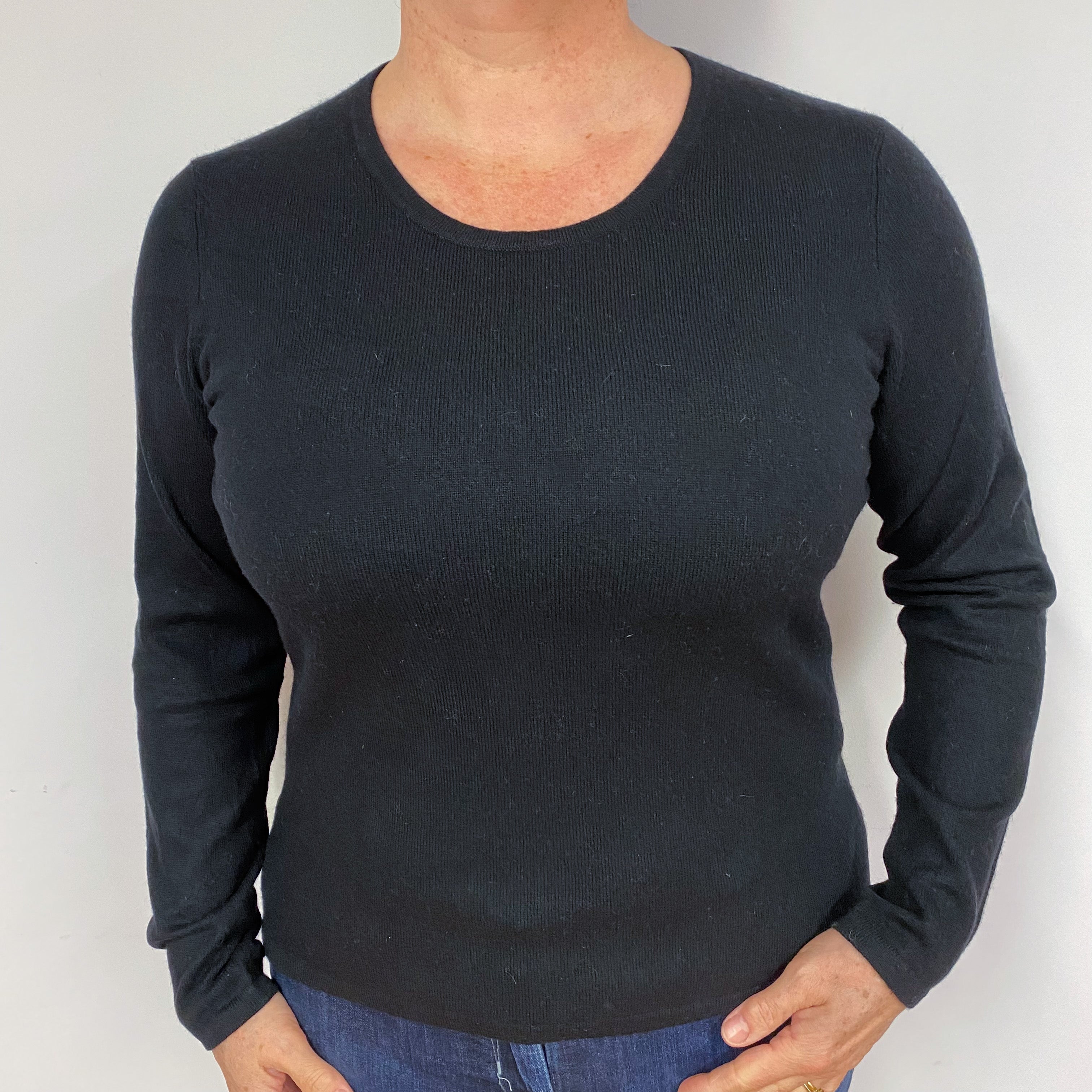 Black Cashmere Crew Neck Jumper Large
