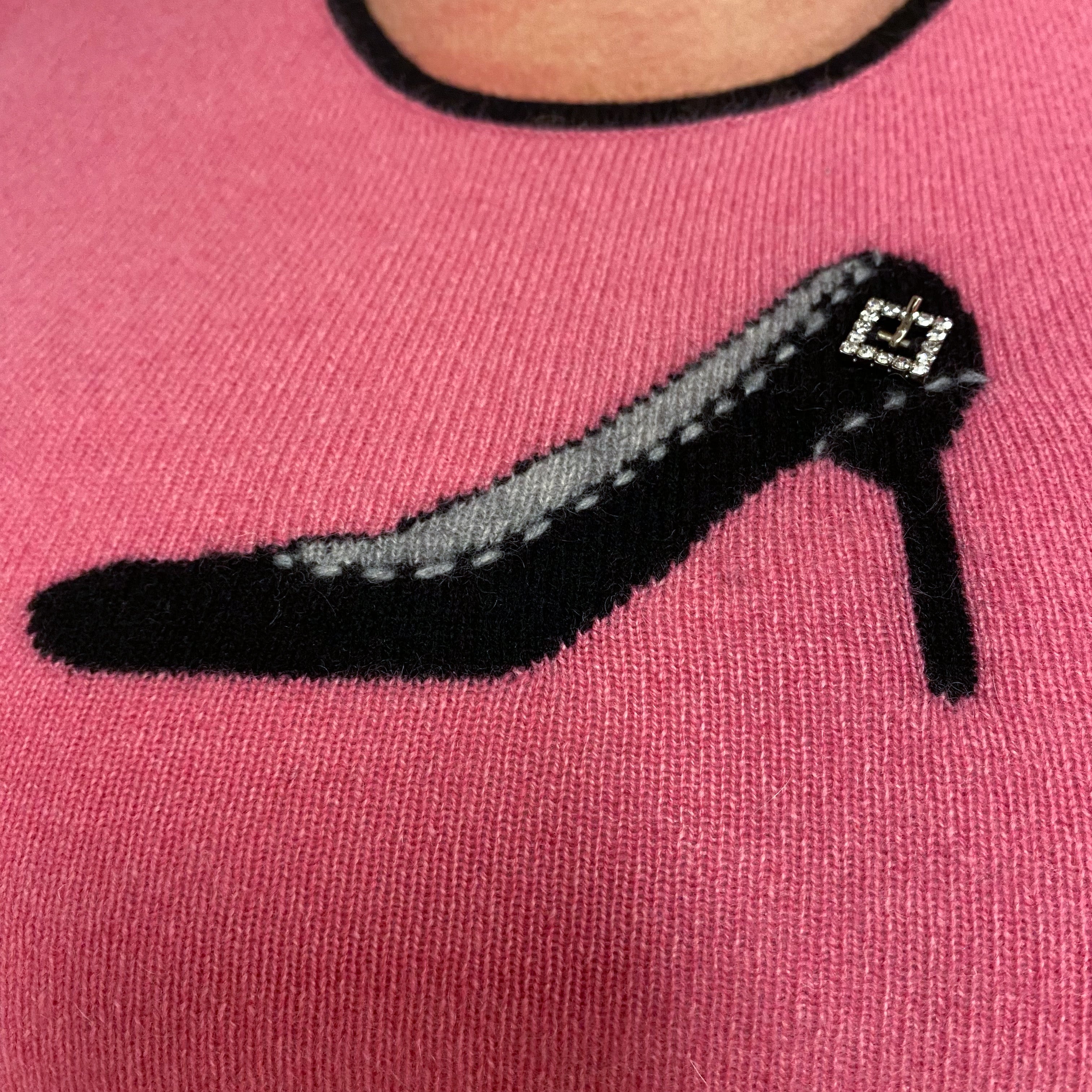 Bubblegum Pink Stiletto Cashmere Crew Neck Jumper Extra Large
