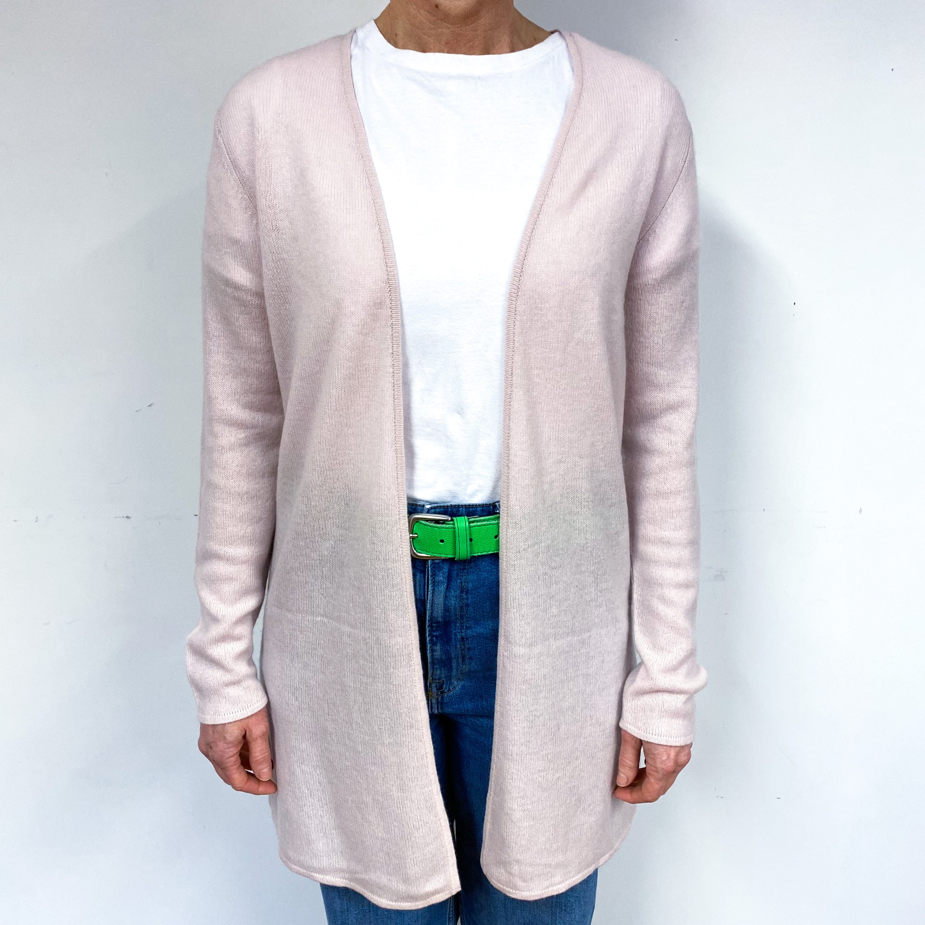 New Ice Pink Cashmere Edge to Edge Cardigan Medium