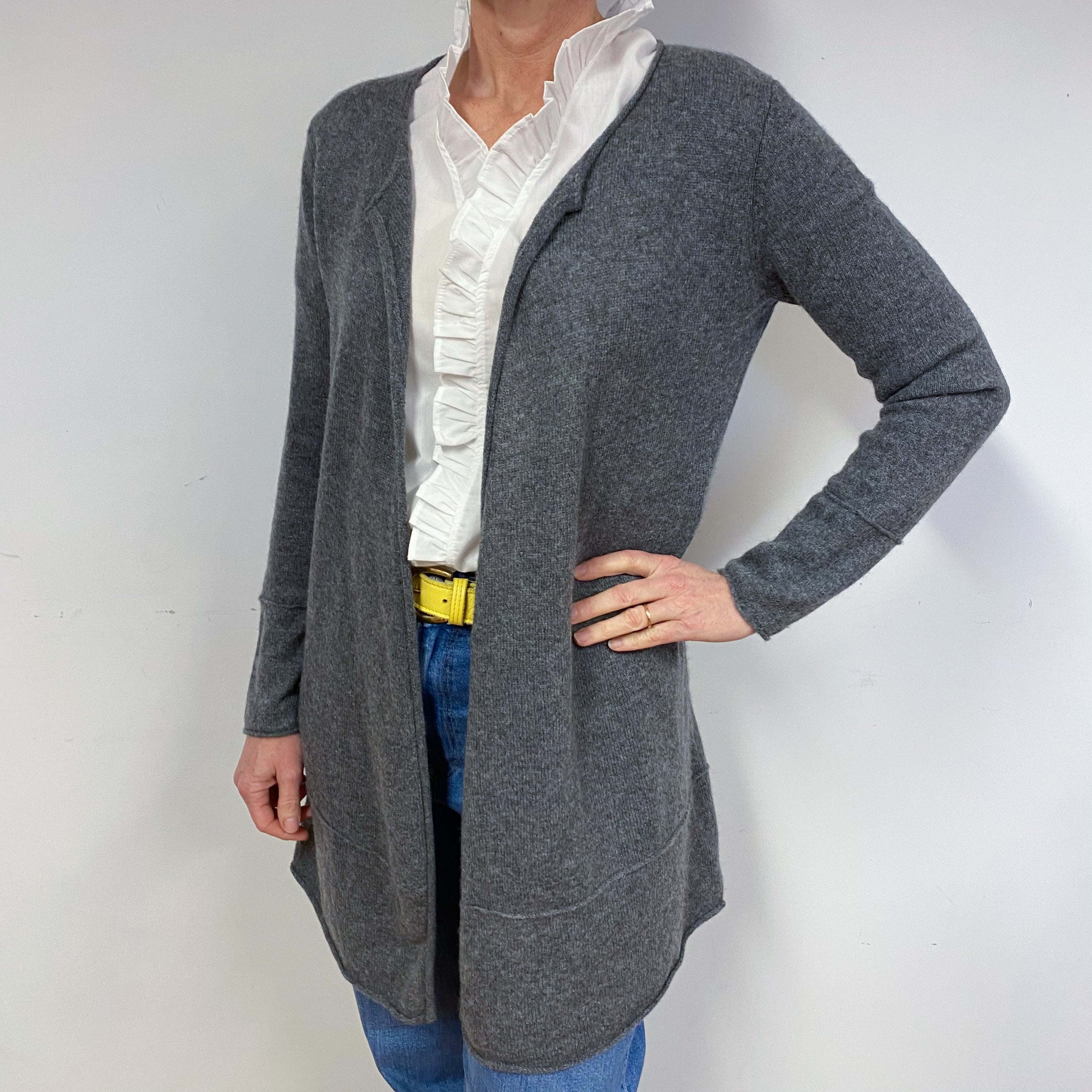 Slate Grey Cashmere Edge to Edge Cardigan Medium
