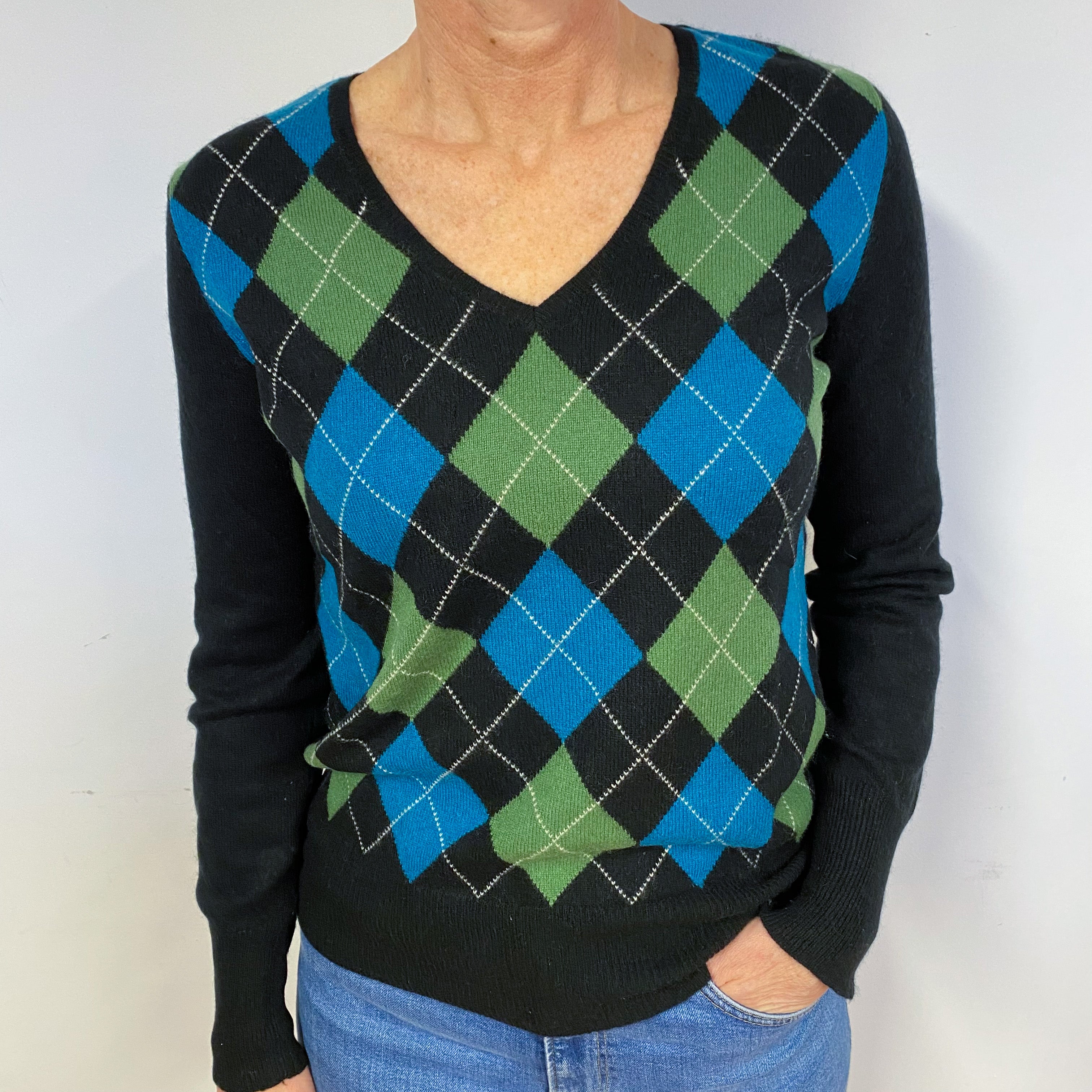 Black Diamond Cashmere V-Neck Jumper Medium
