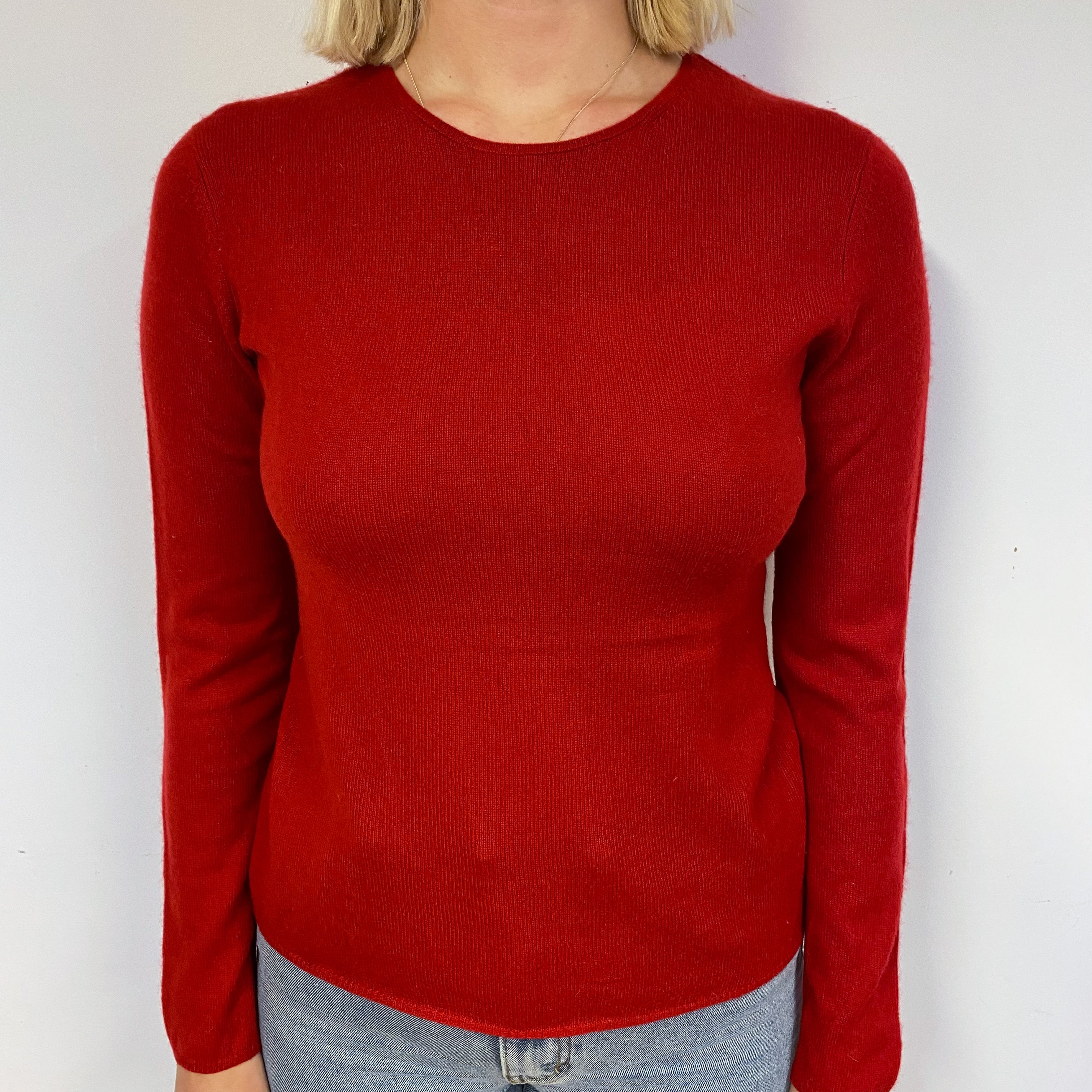 Post Box Red Cashmere Crew Neck Jumper Small