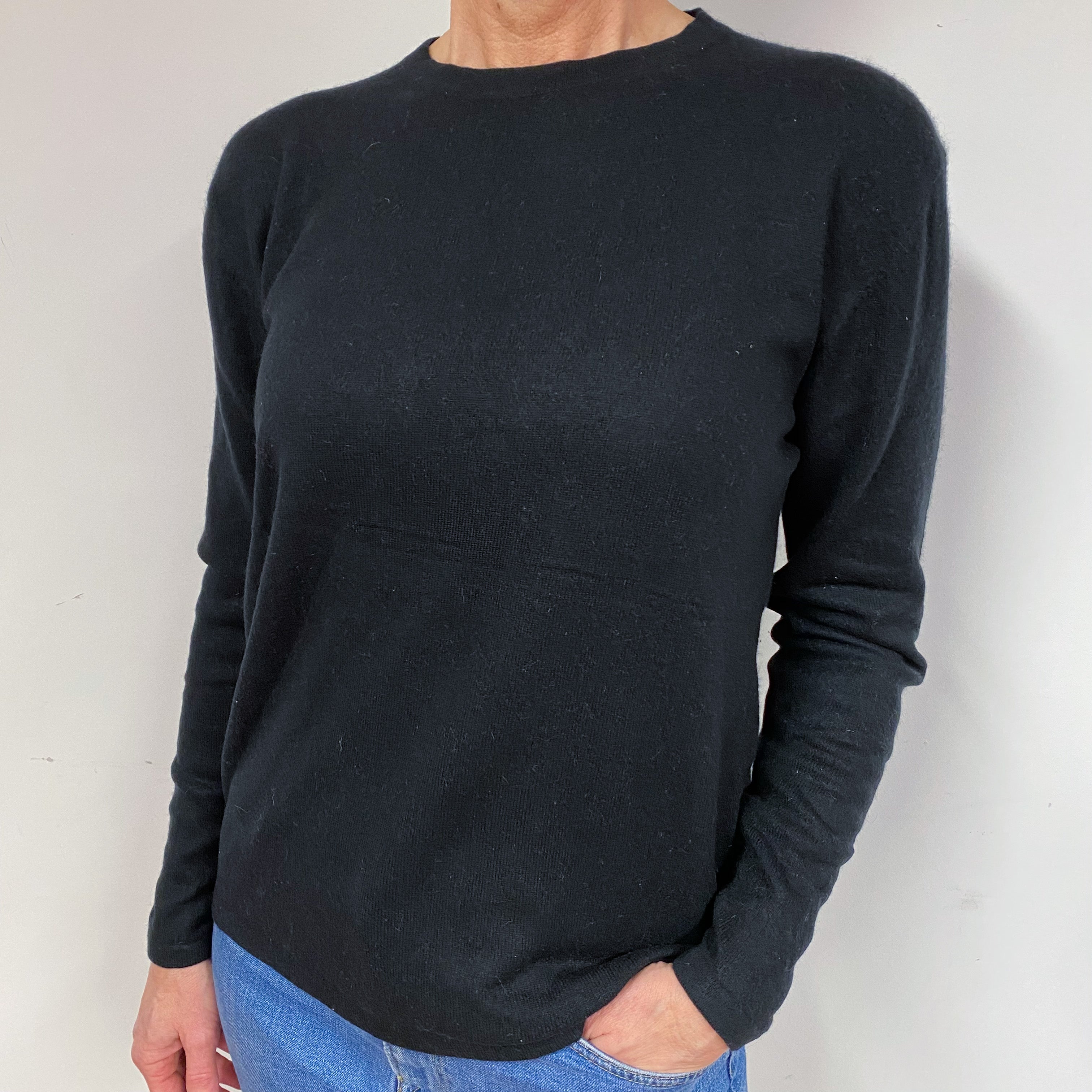 Black Cashmere Crew Neck Jumper Medium