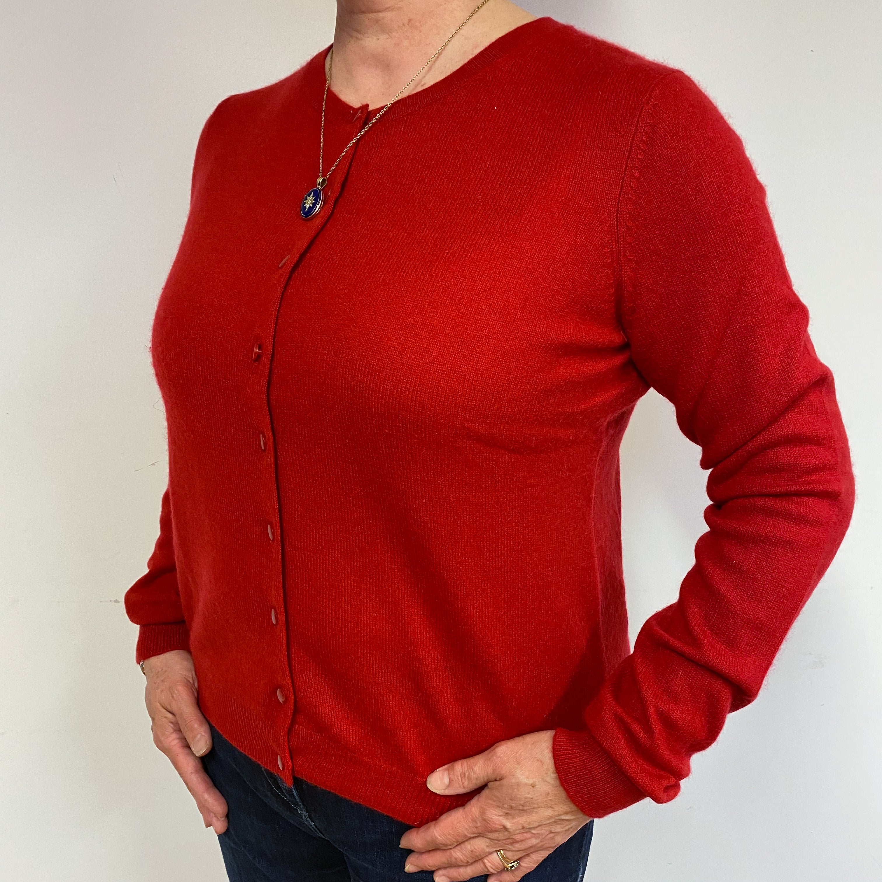 Post Box Red Cashmere Cardigan Large