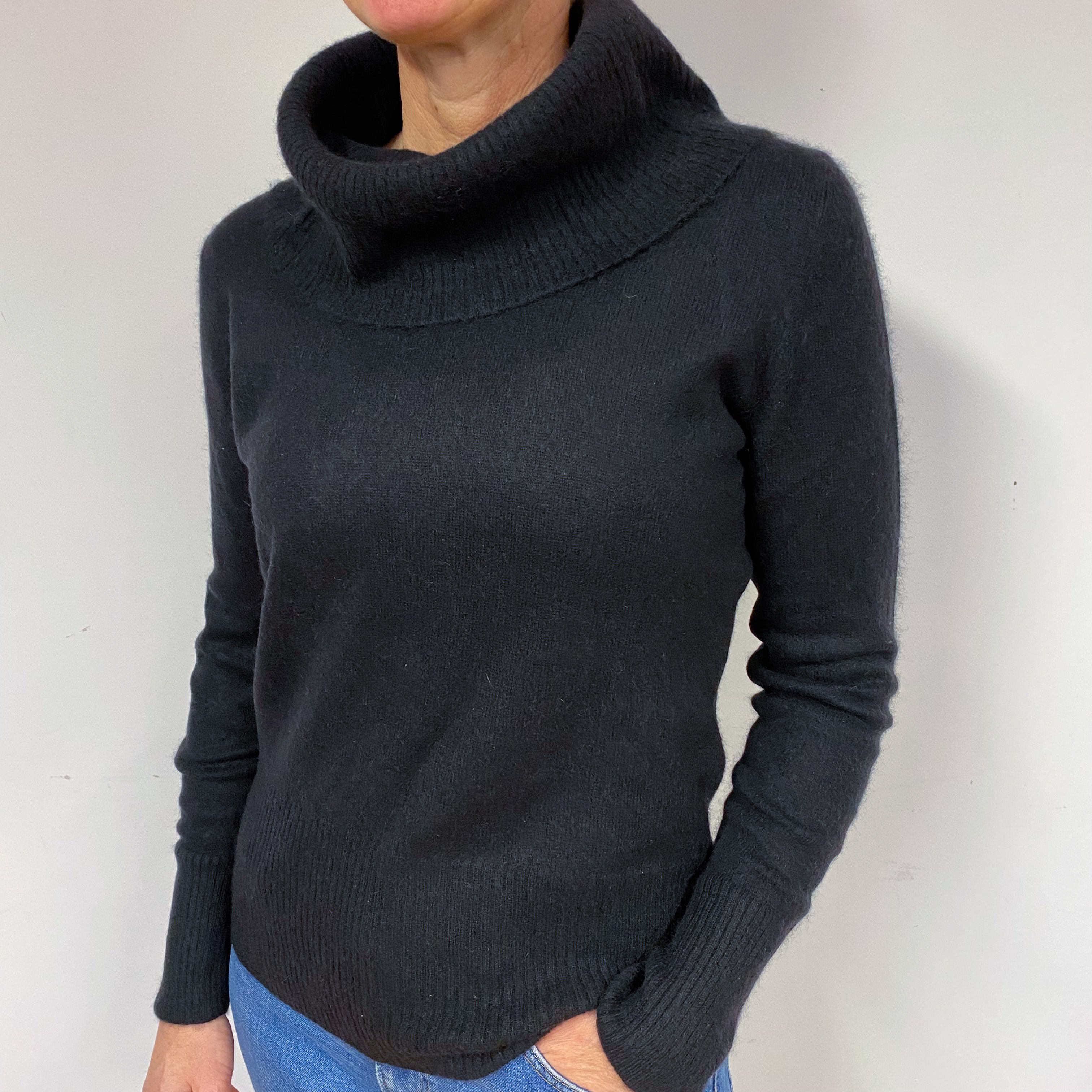 Black Cashmere Cowl Neck Jumper Medium