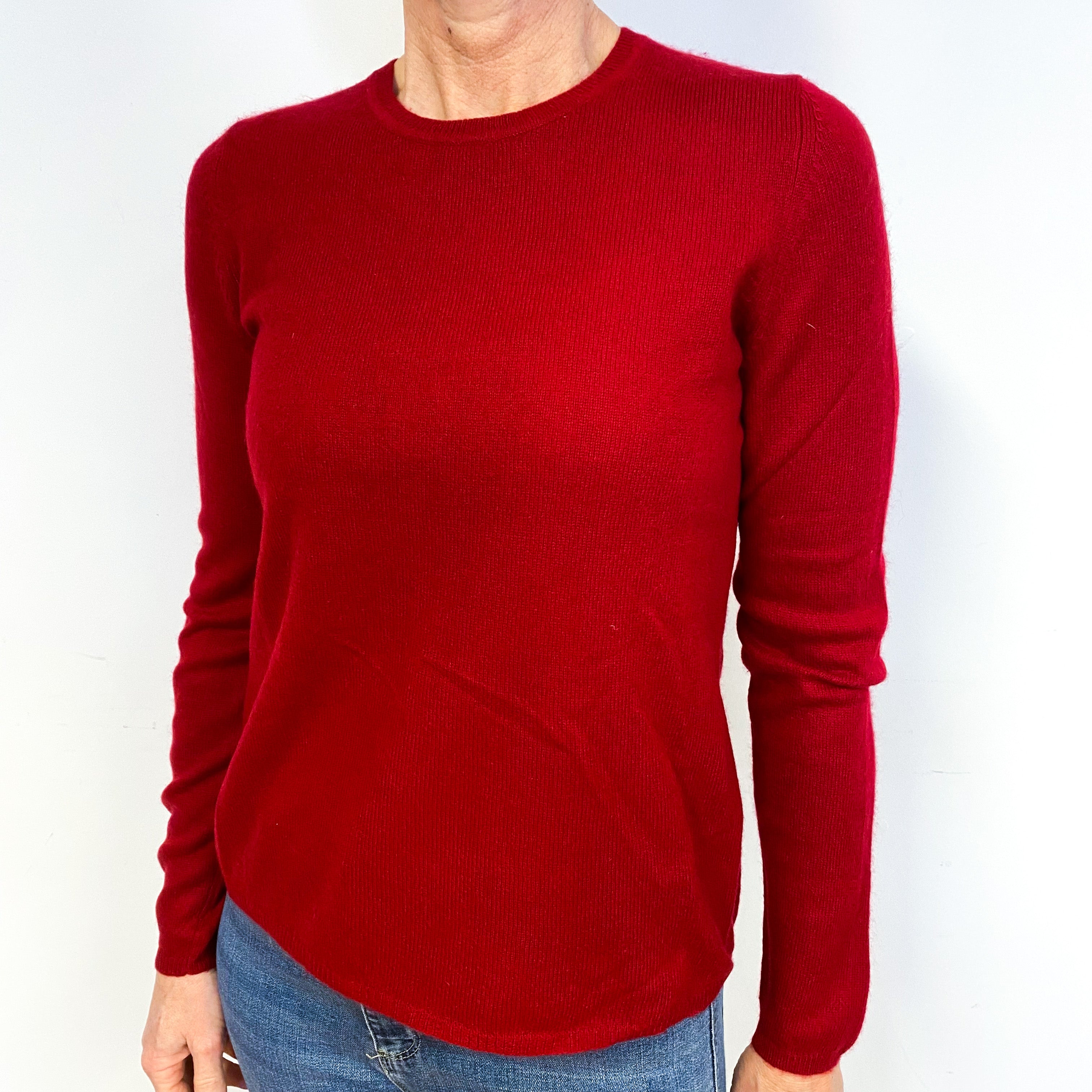 Post Box Red Cashmere Crew Neck Jumper Medium