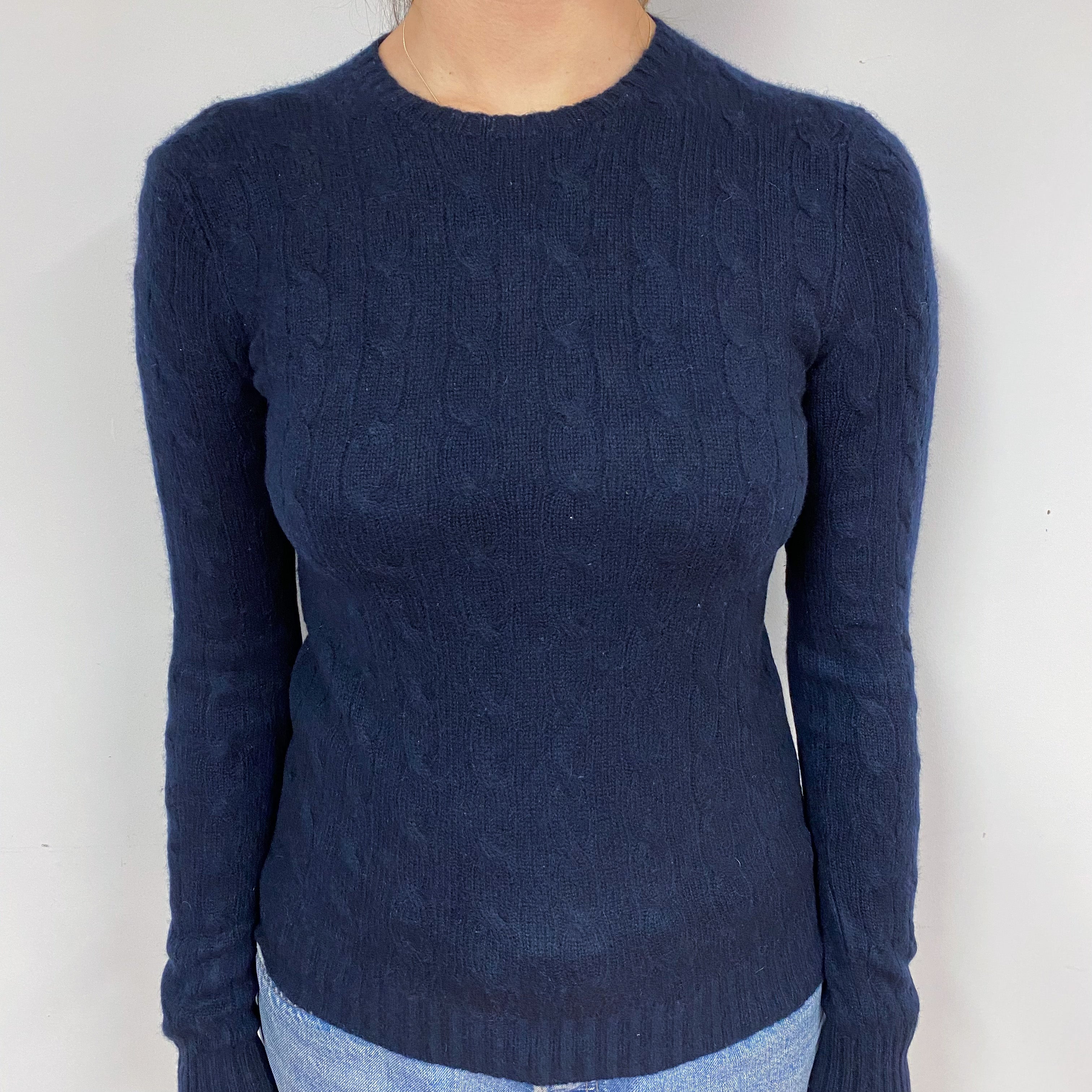 Navy Blue Cashmere Crew Neck Jumper Small