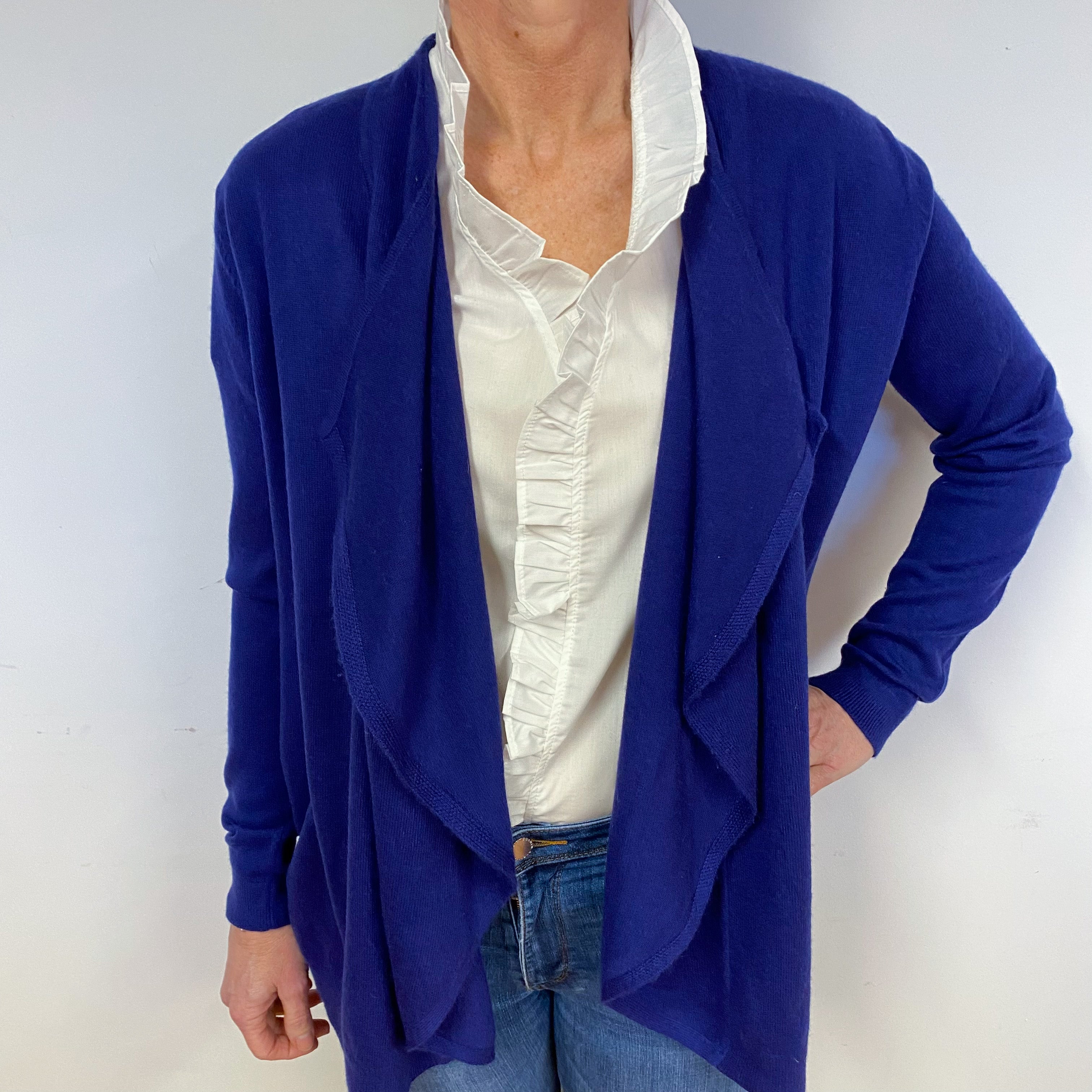 Iris Purple Cashmere Waterfall Cardigan Medium