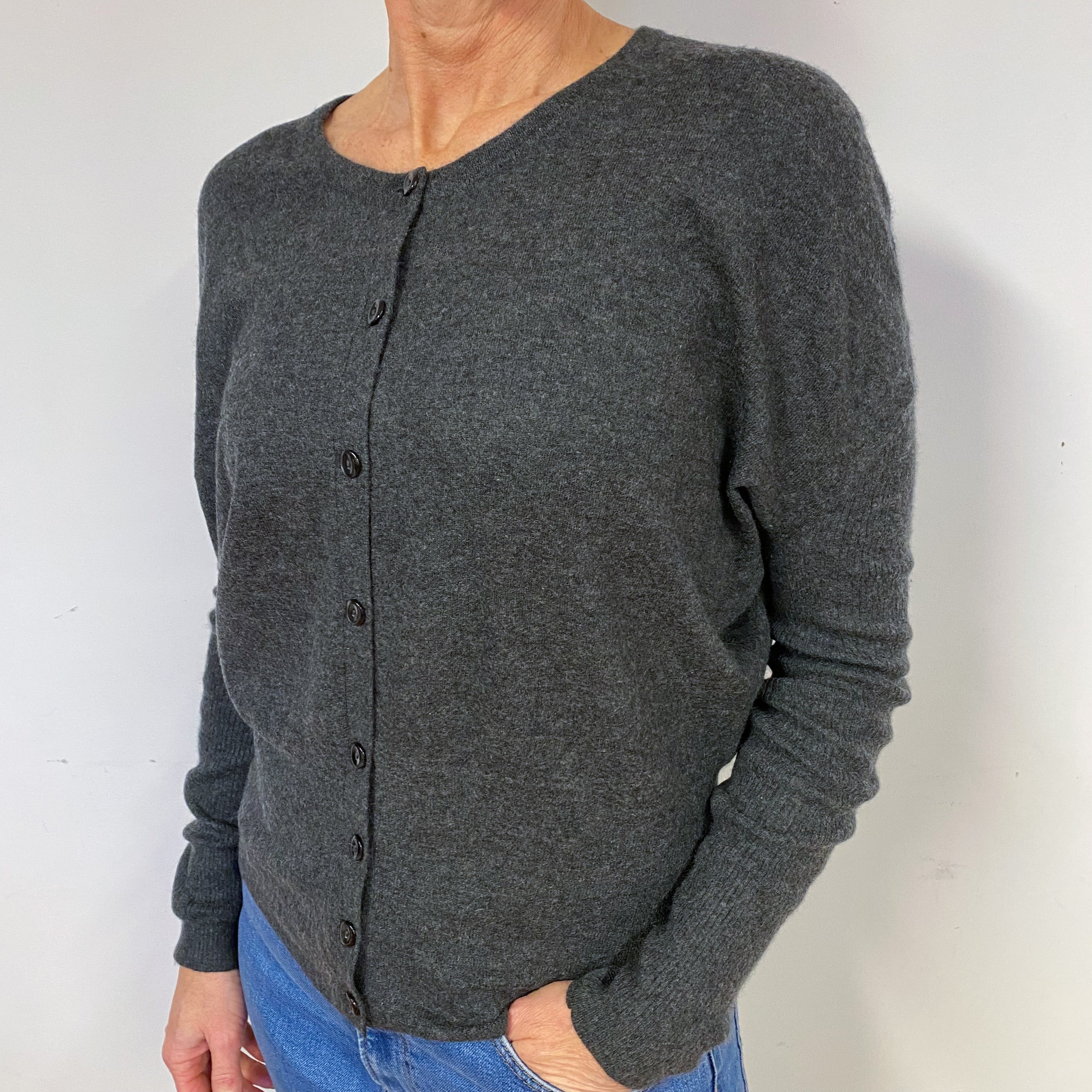 Slate Grey Cashmere Batwing Cardigan Medium