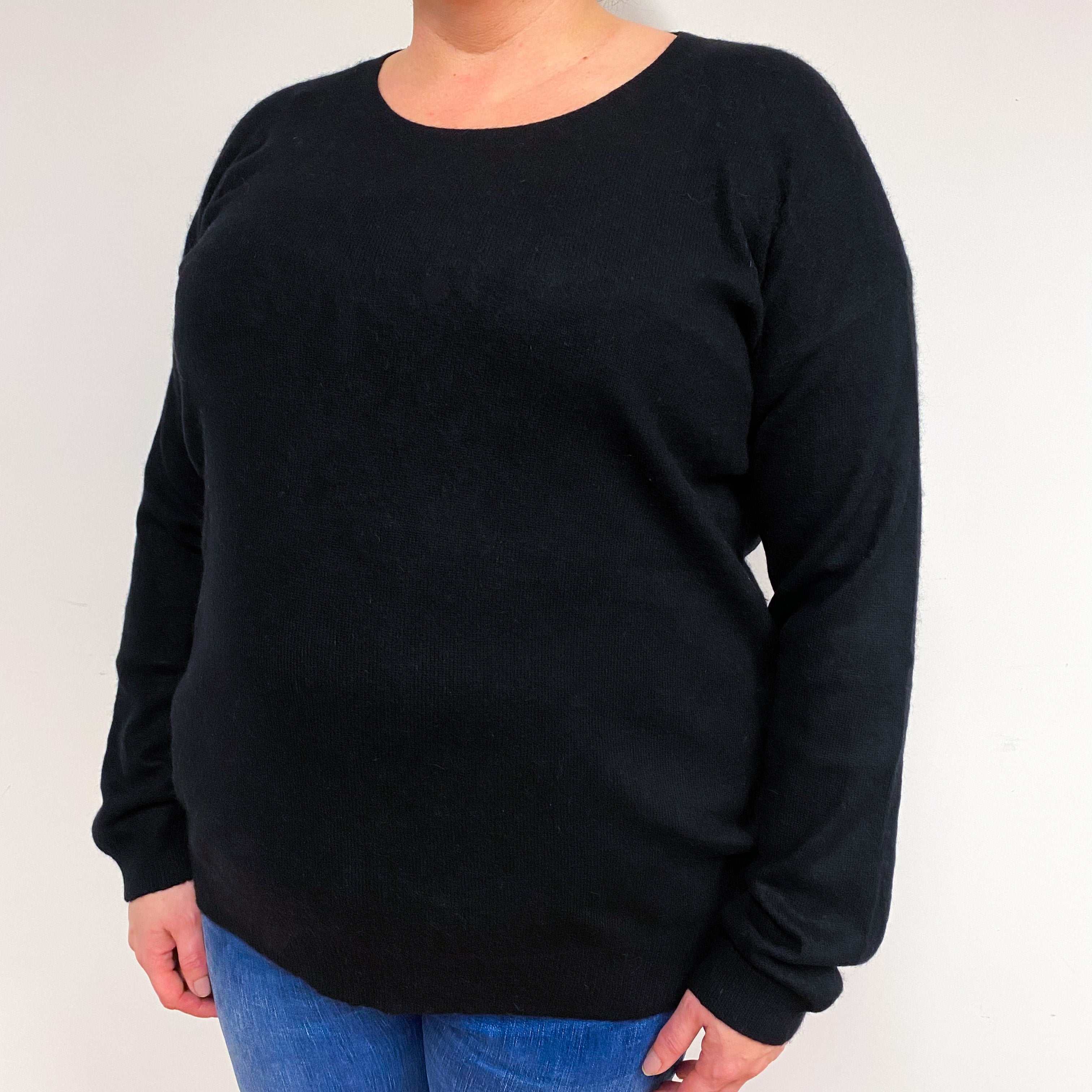 Black Cashmere Crew Neck Jumper Extra Large
