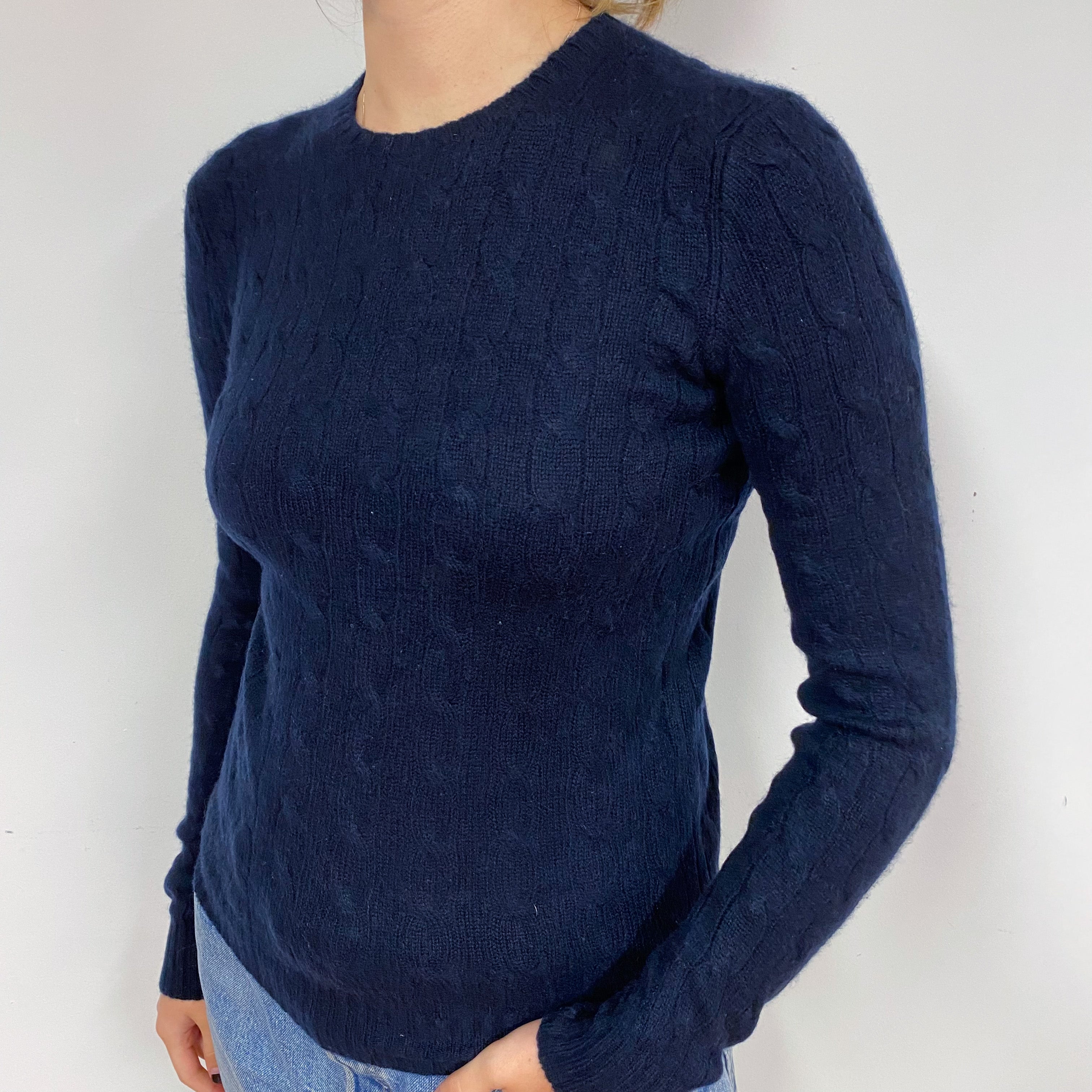 Navy Blue Cashmere Crew Neck Jumper Small