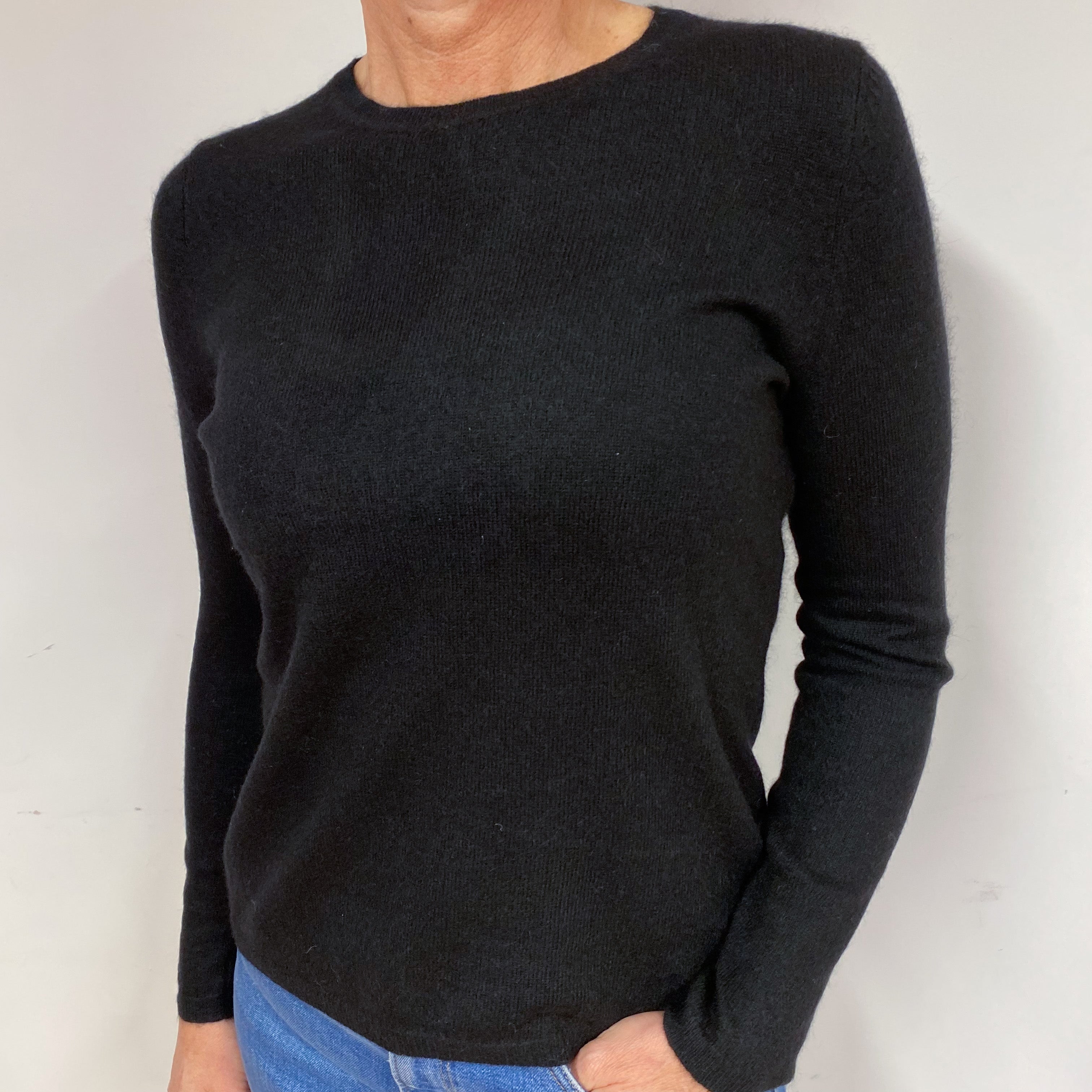 Black Cashmere Crew Neck Jumper Medium