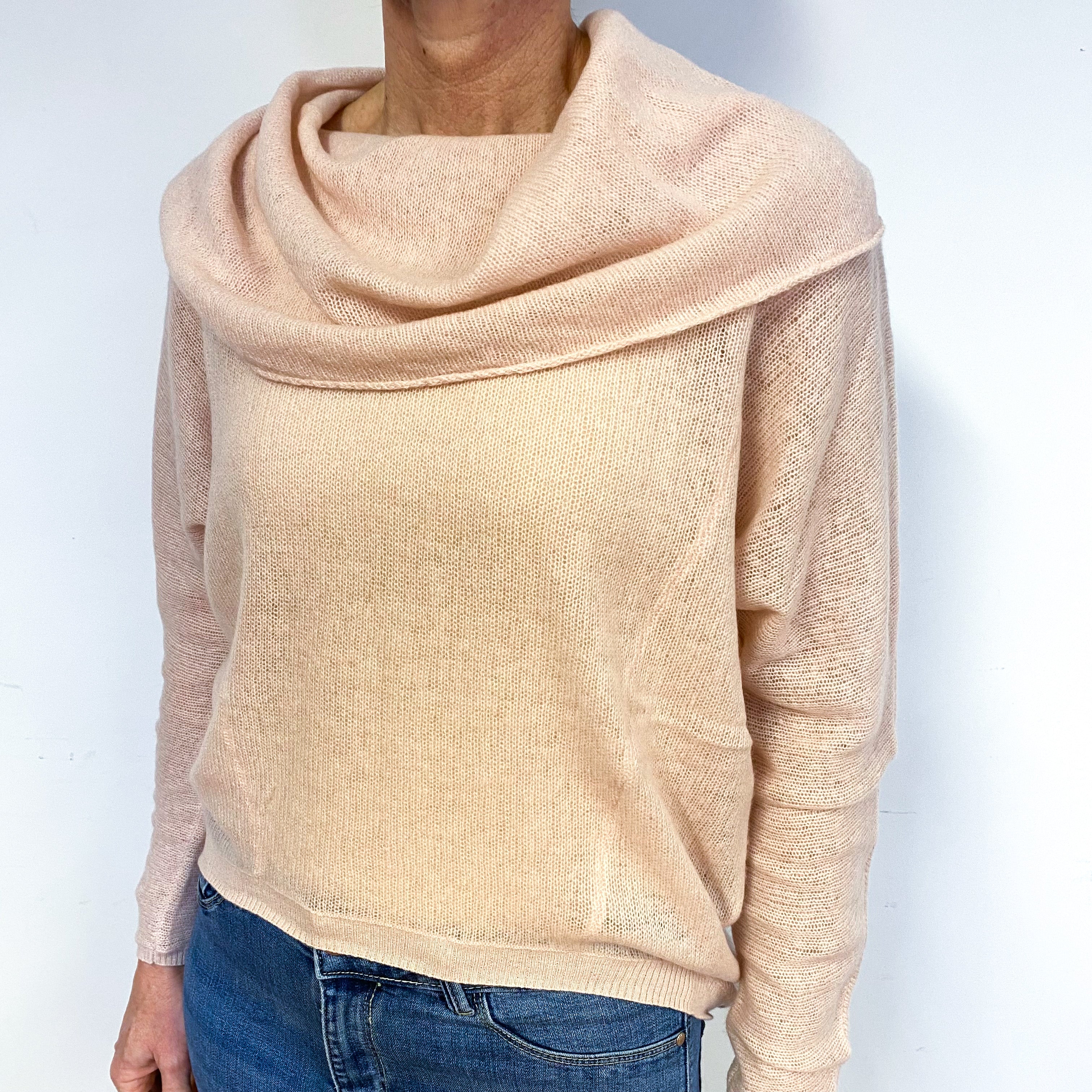 Ice Pink Cashmere Polo Neck Jumper Medium