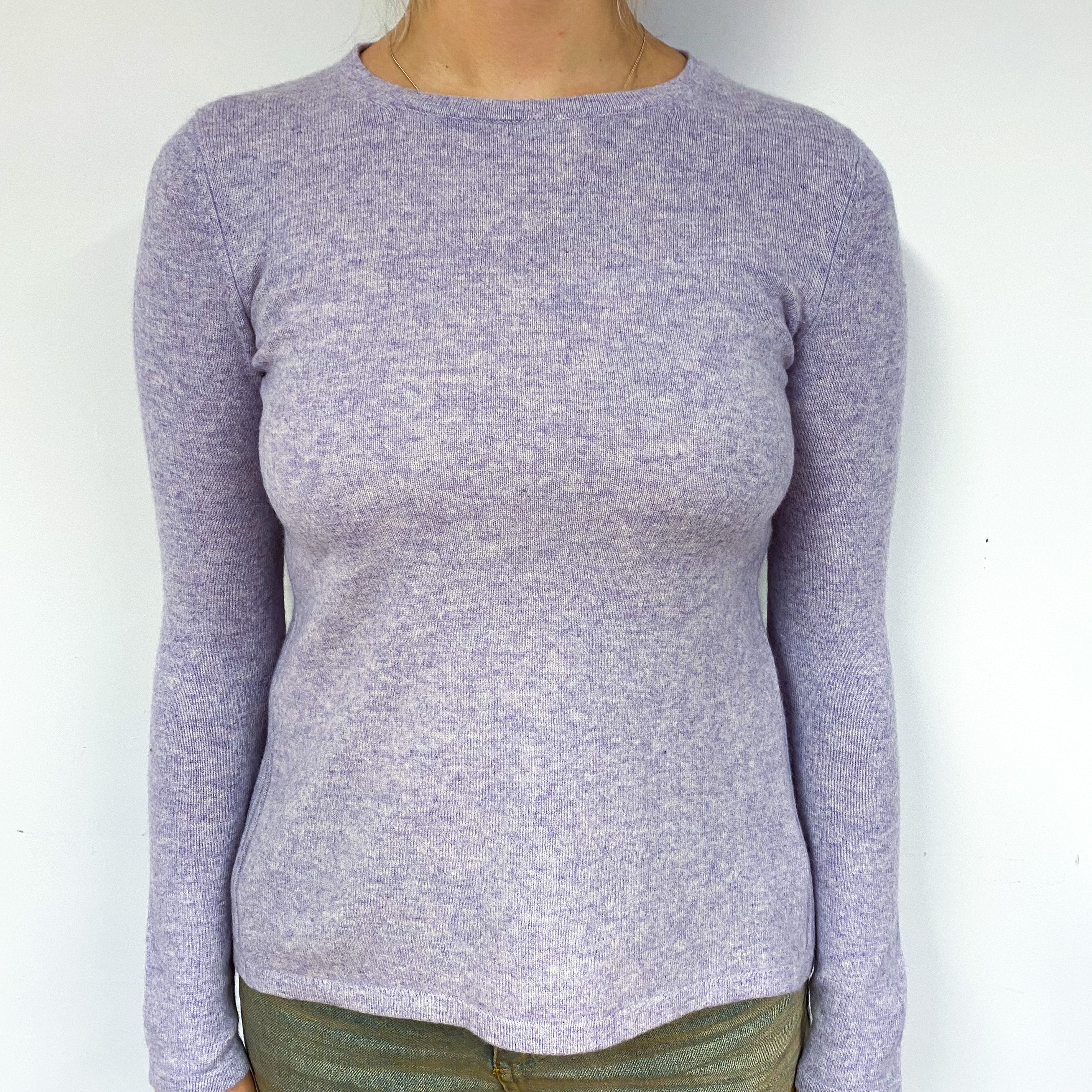 Pale Purple Marl Cashmere Crew Neck Jumper Small