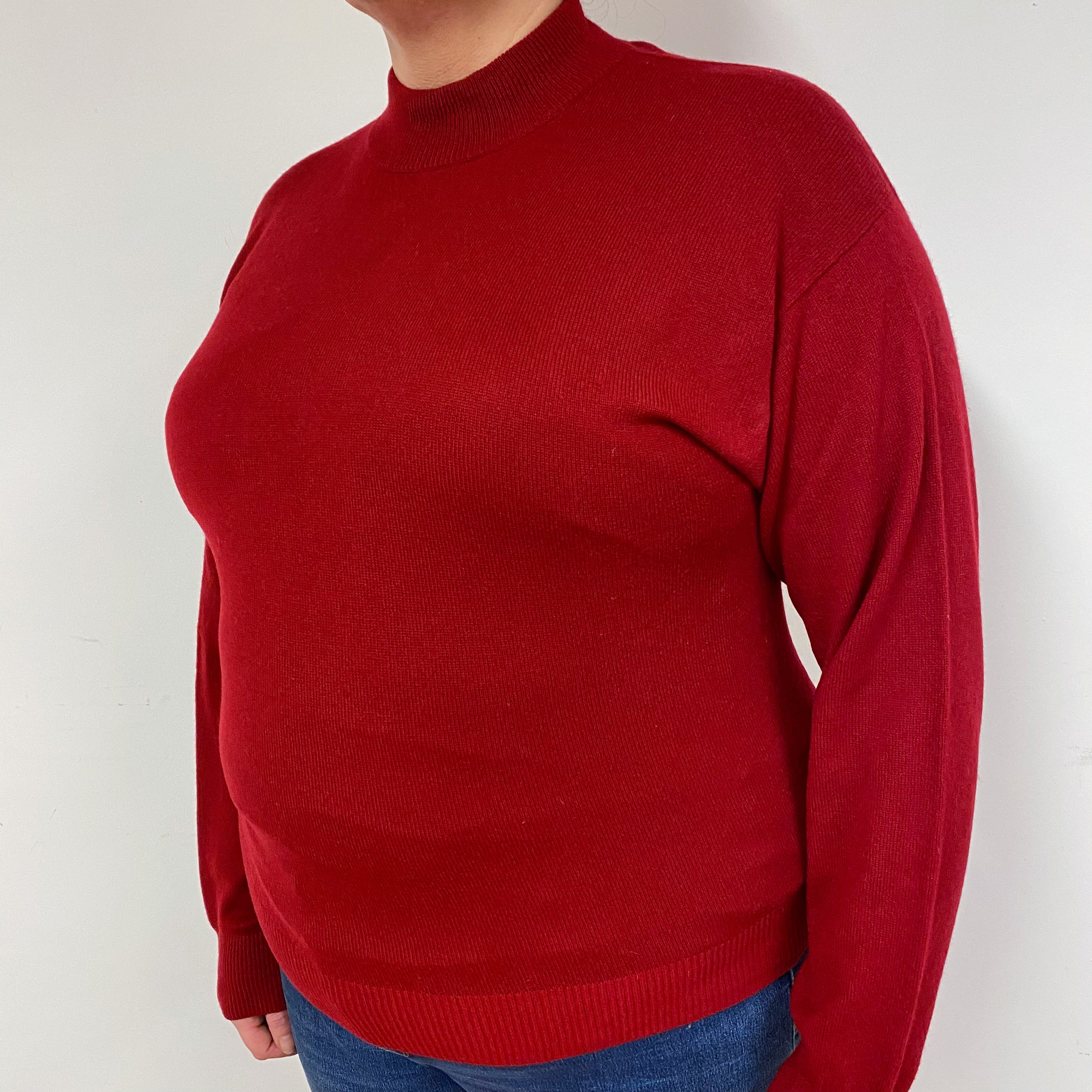 Garnet Red Cashmere Turtle Neck Jumper Extra Large
