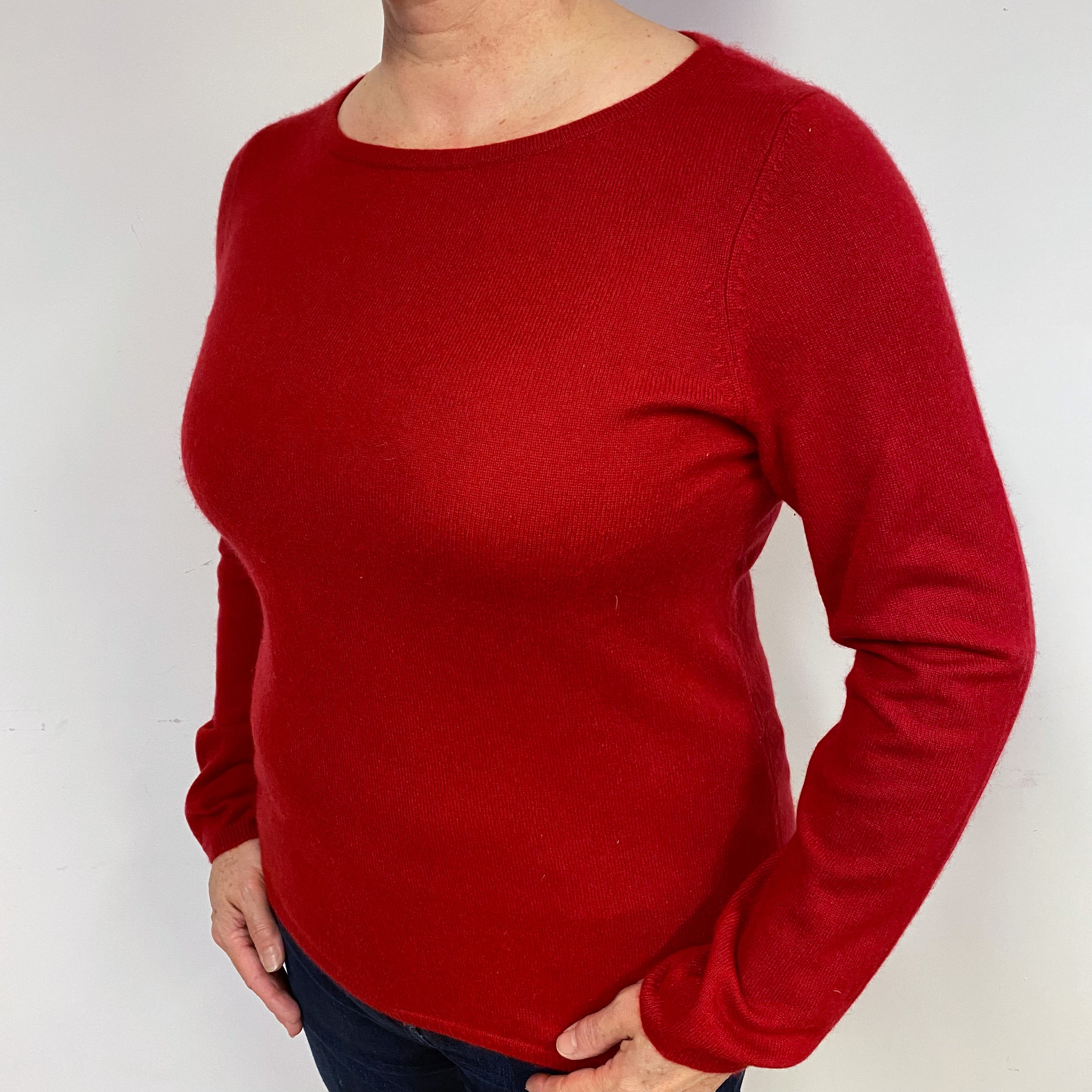 Ruby Red Cashmere Crew Neck Jumper Large