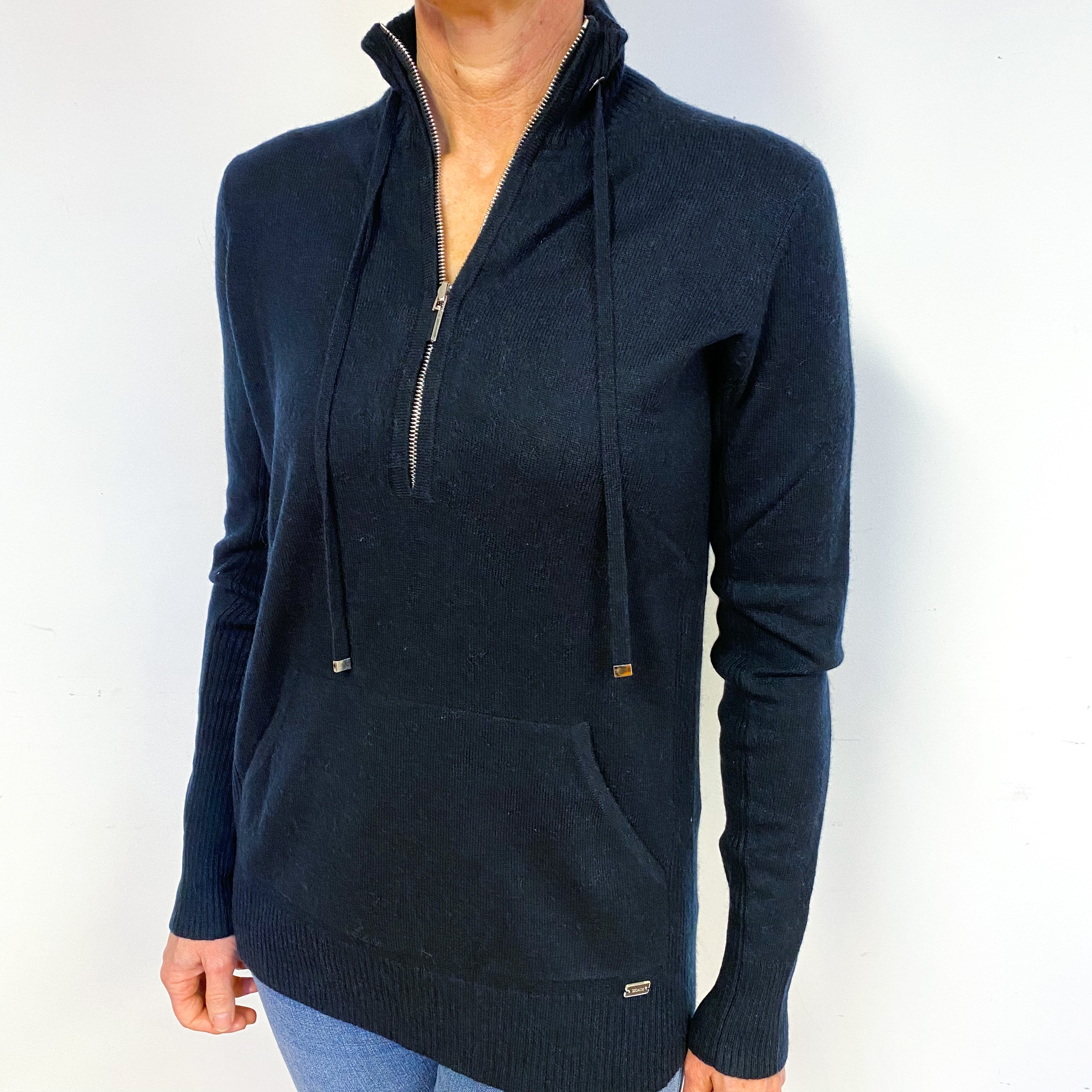 Navy Blue Cashmere Polo Neck Jumper Medium