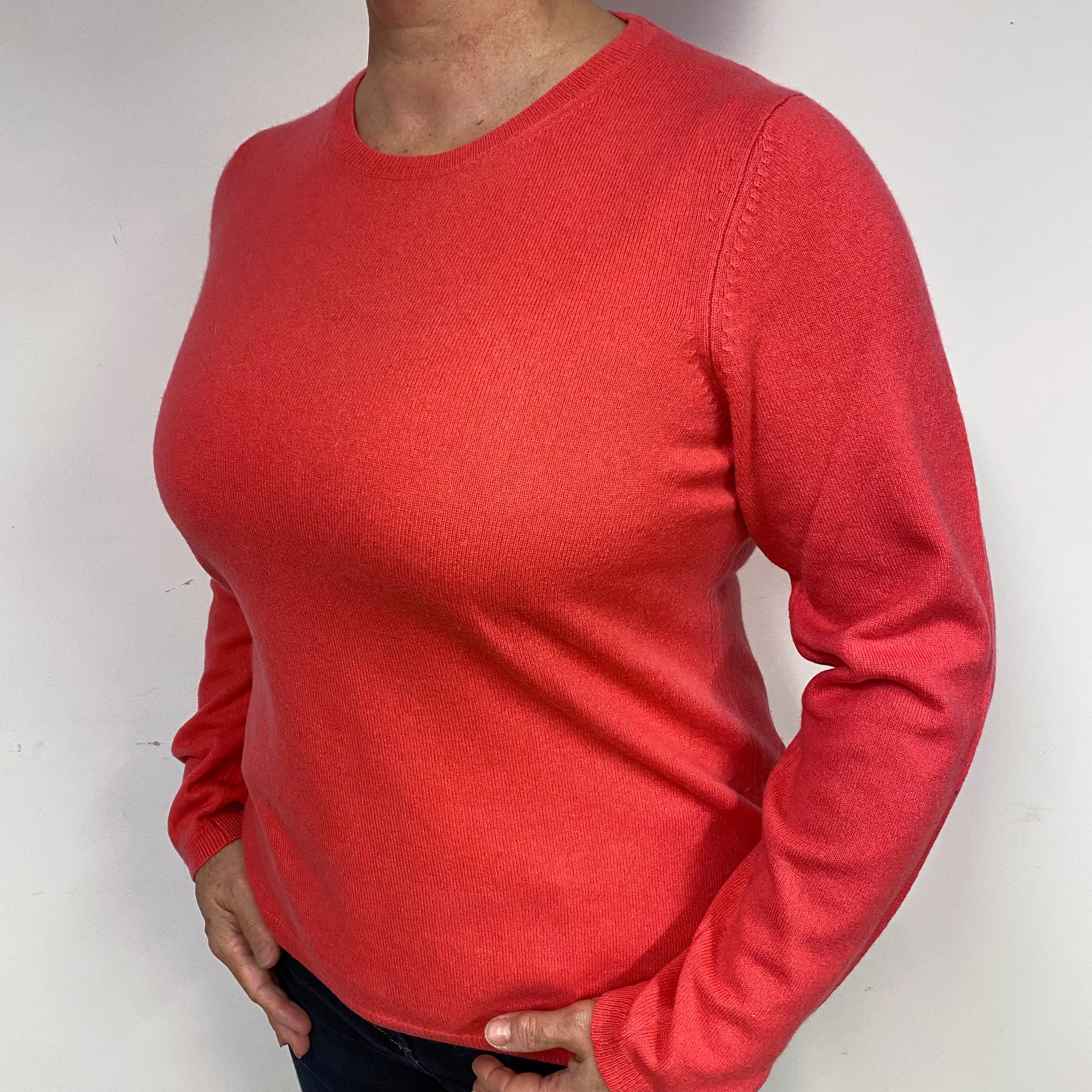 Strawberry Pink Cashmere Crew Neck Jumper Large
