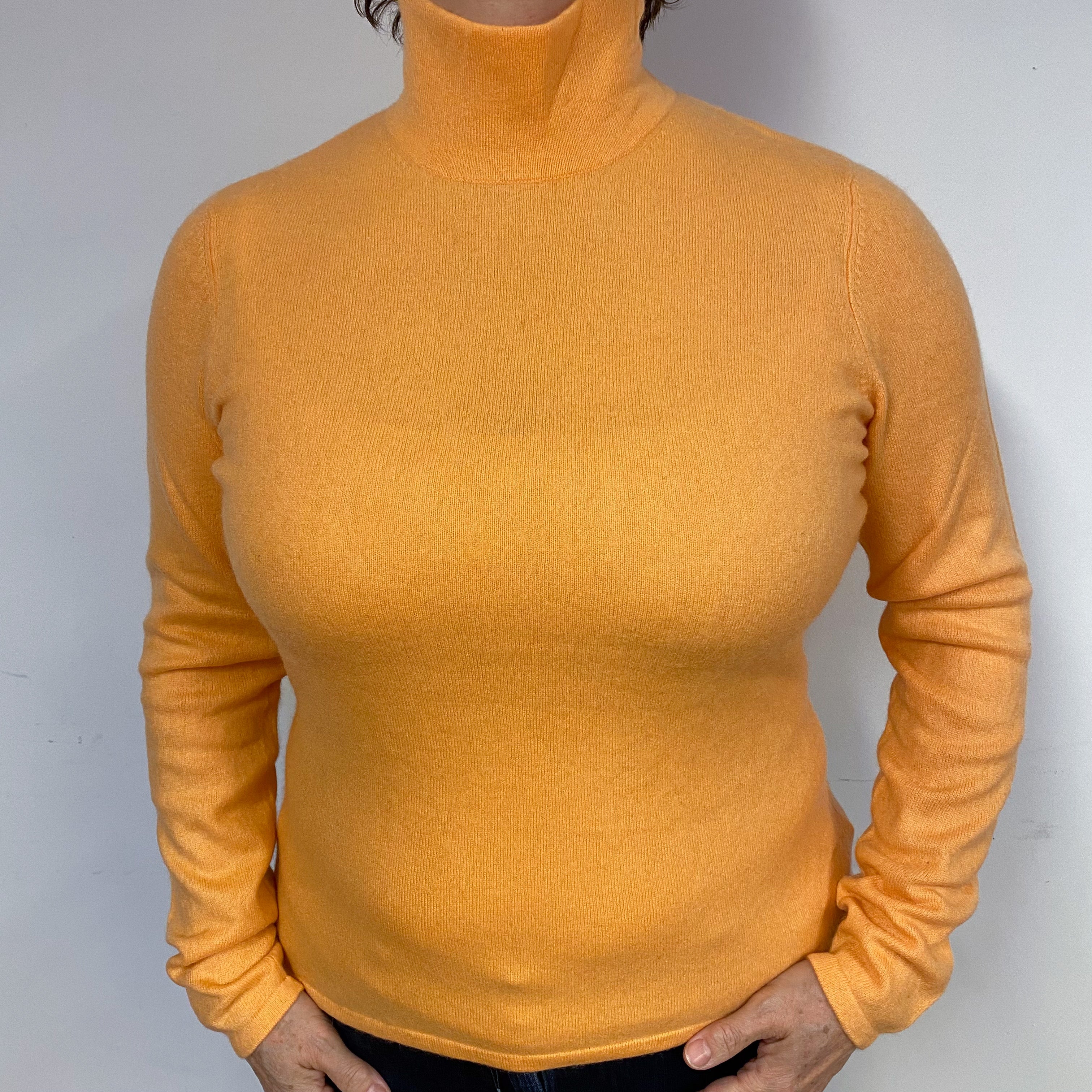 Mango Orange Cashmere Turtle Neck Jumper Large