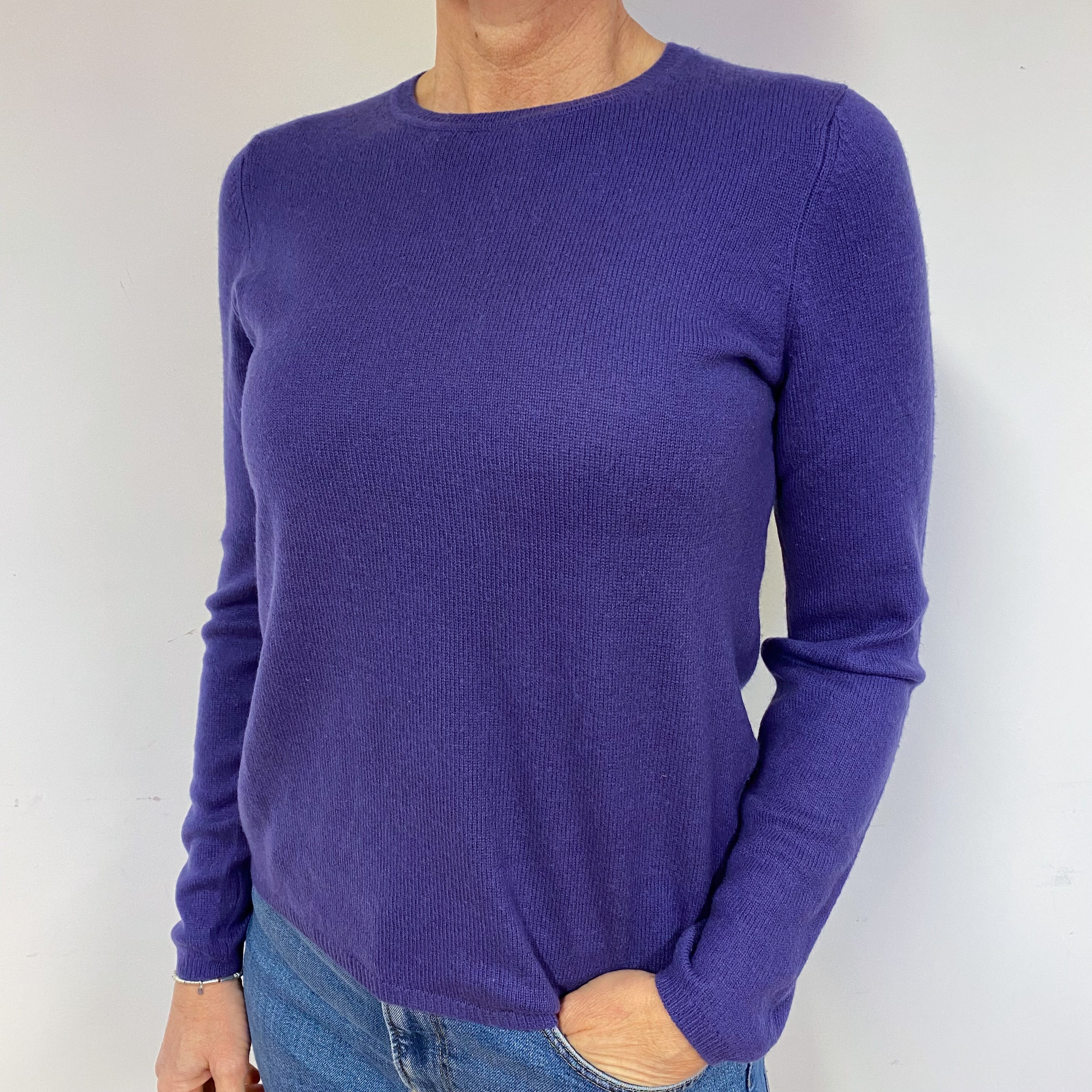 Iris Purple Cashmere Crew Neck Jumper Medium