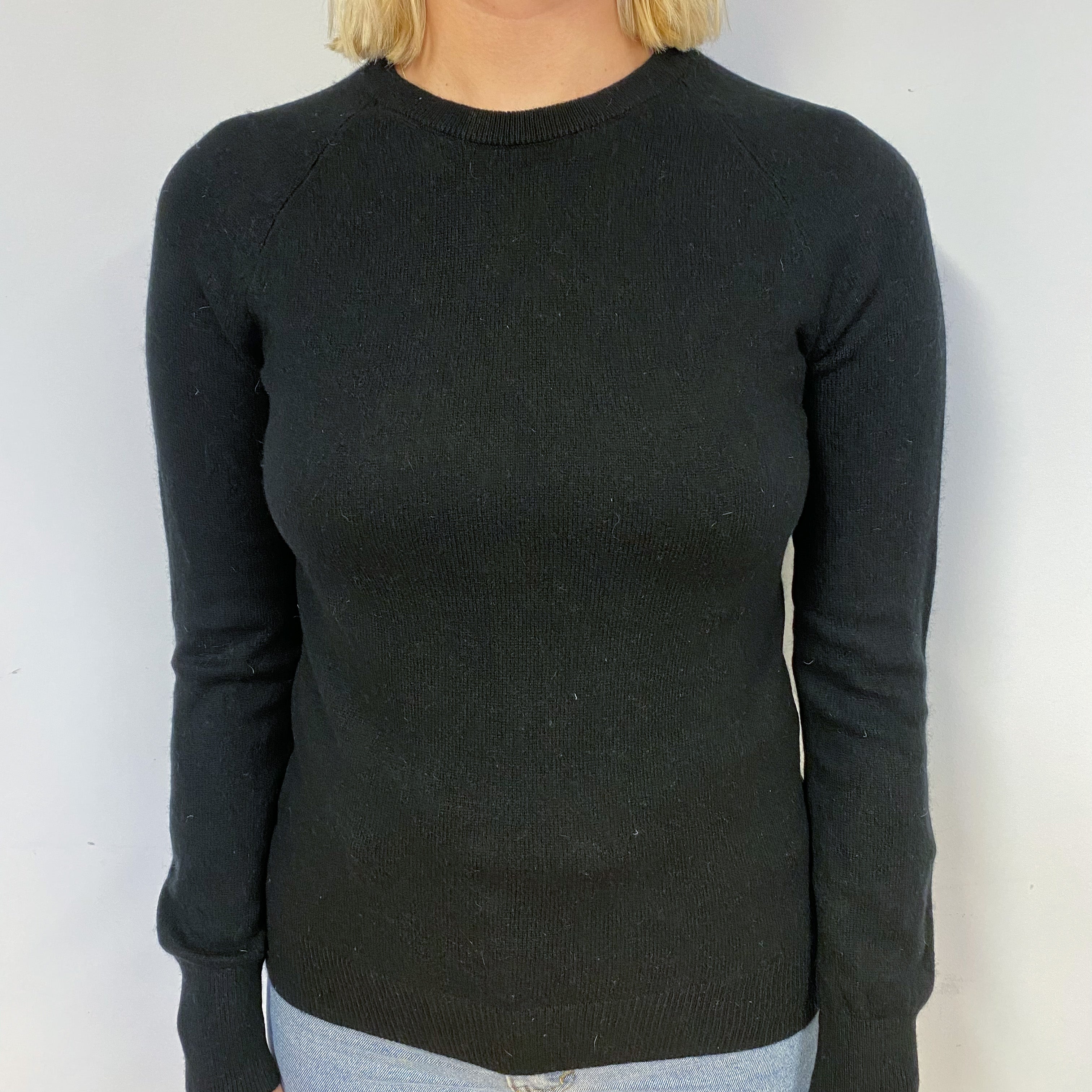 Black Cashmere Crew Neck Jumper Small