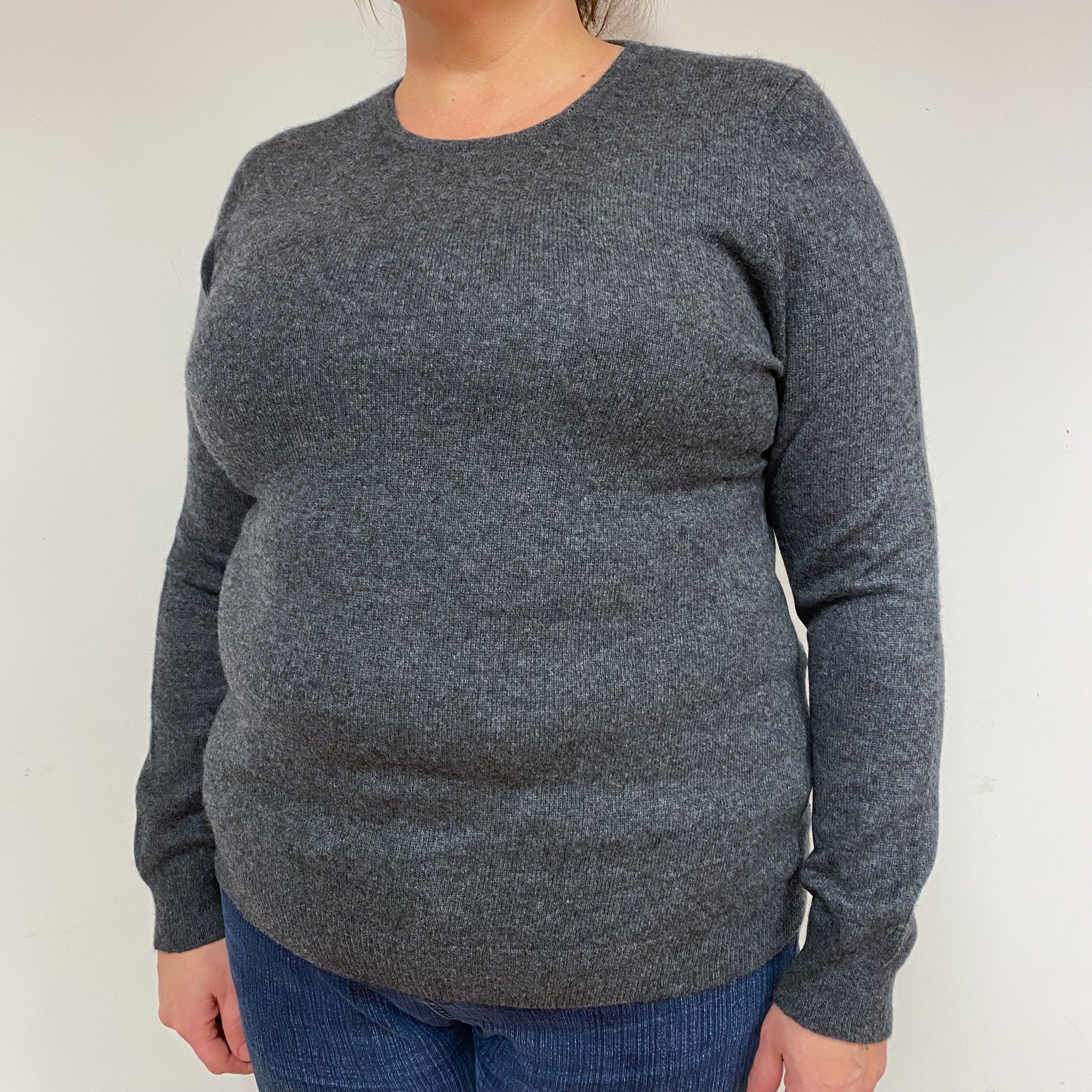 Slate Grey Cashmere Crew Neck Jumper Extra Large
