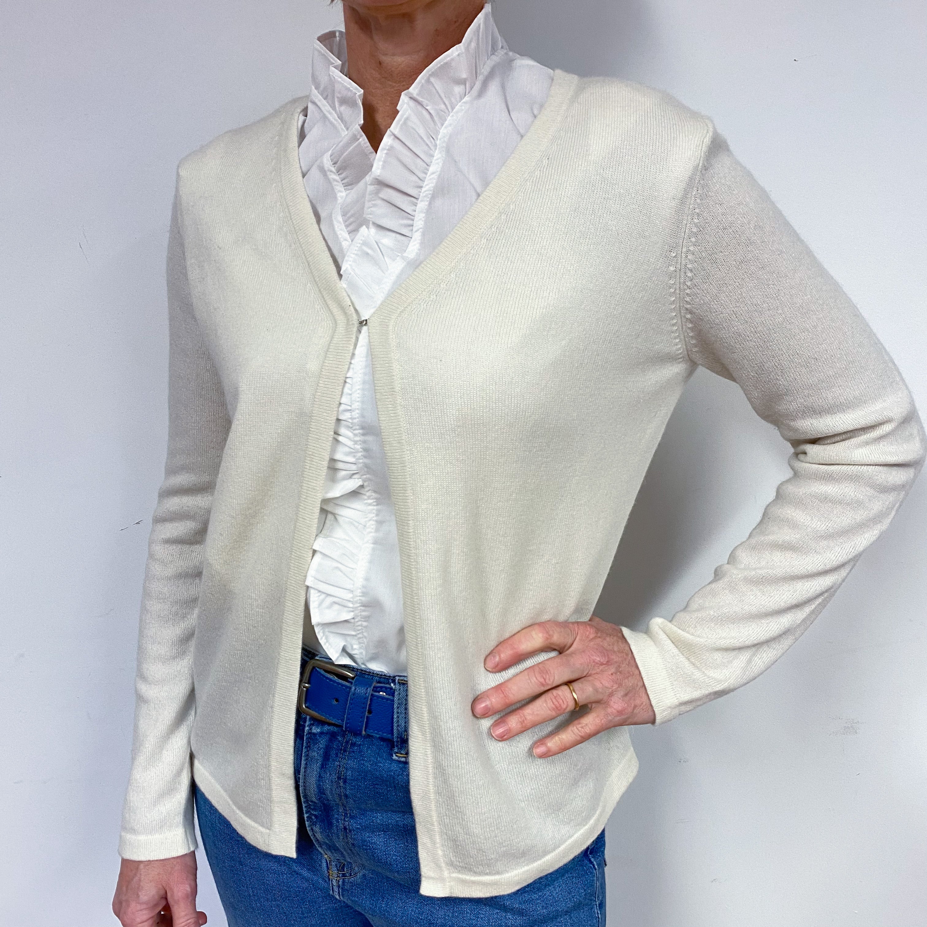 Cream Cashmere V-Neck Cardigan Medium