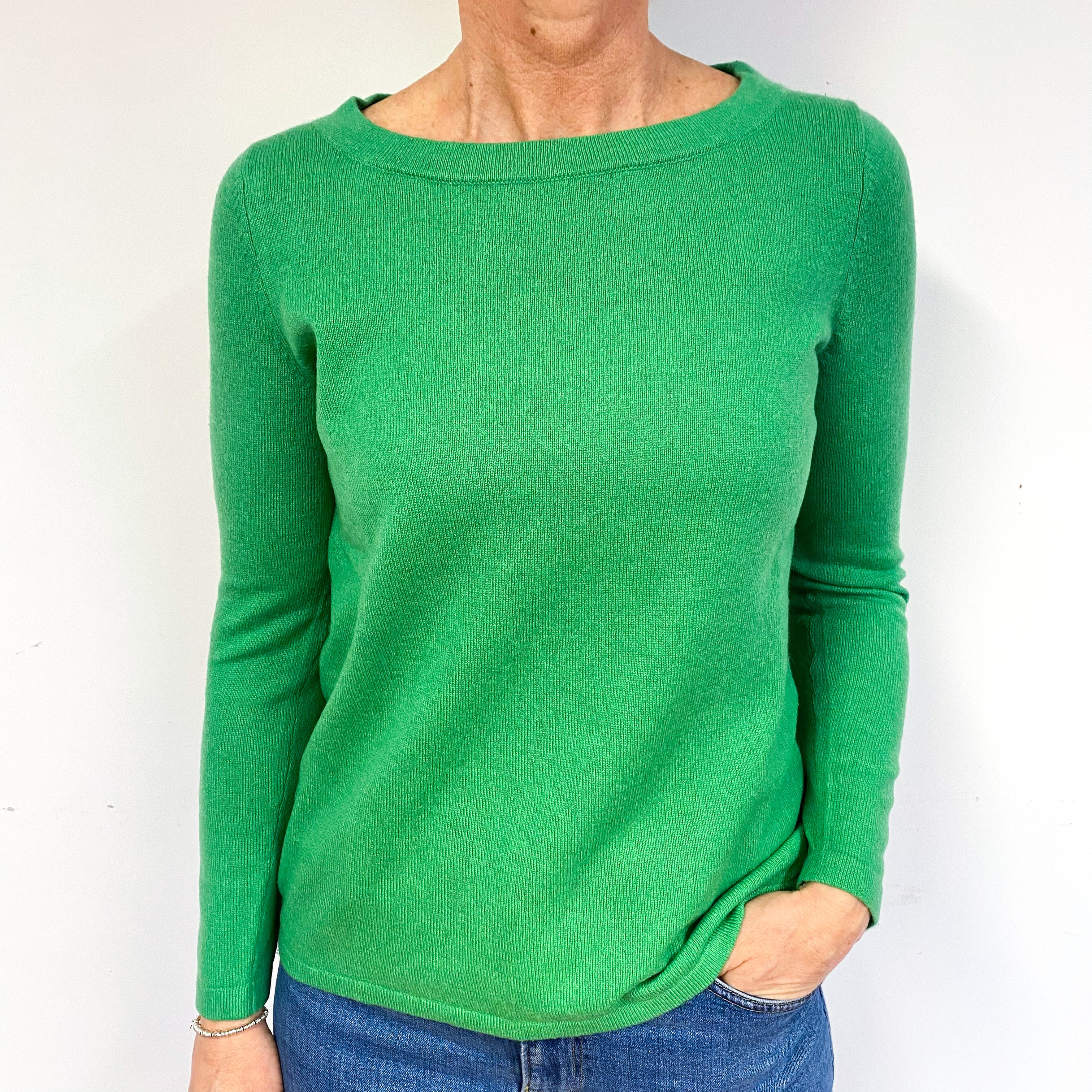 Jade Green Cashmere Crew Neck Jumper Medium