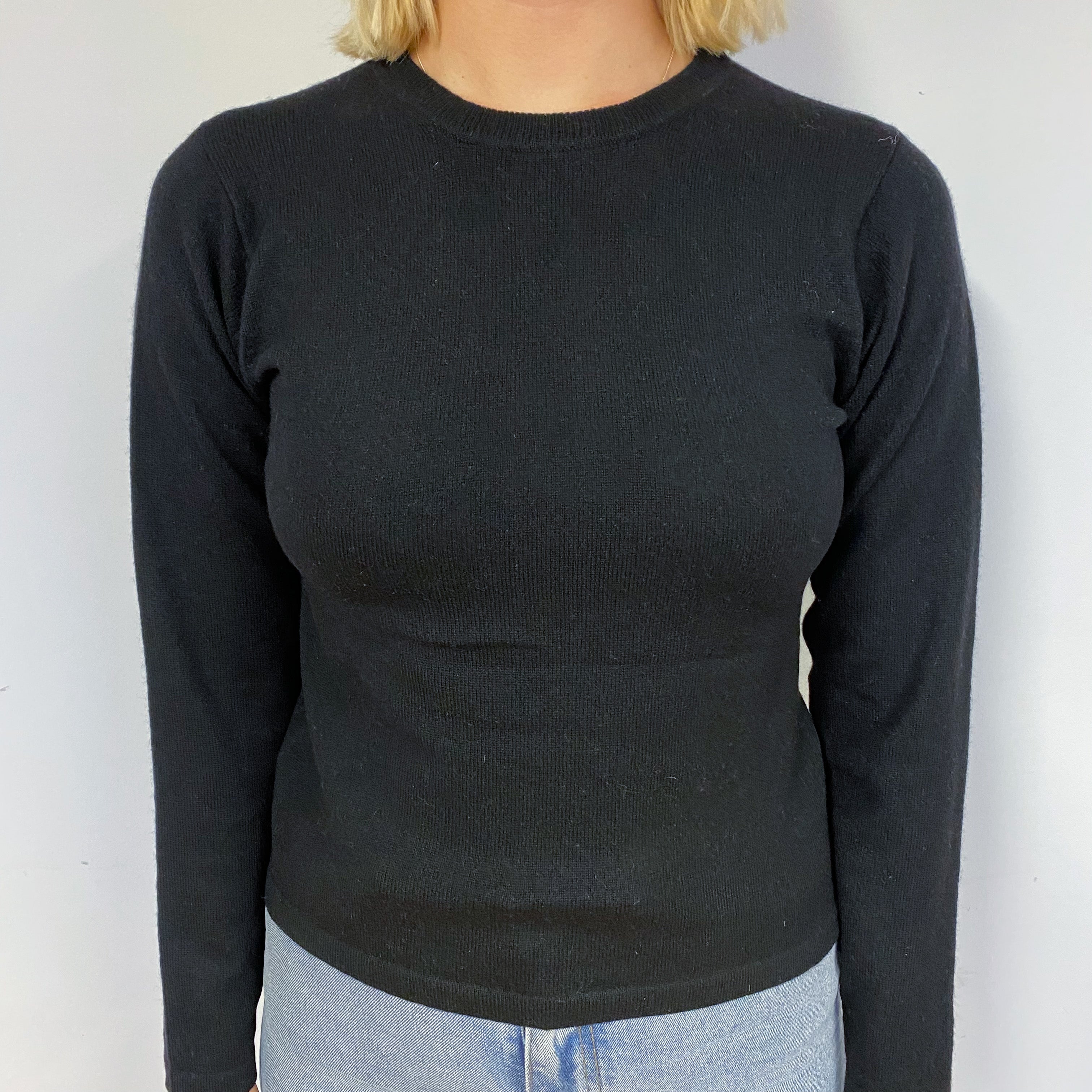 Black Cashmere Crew Neck Jumper Small
