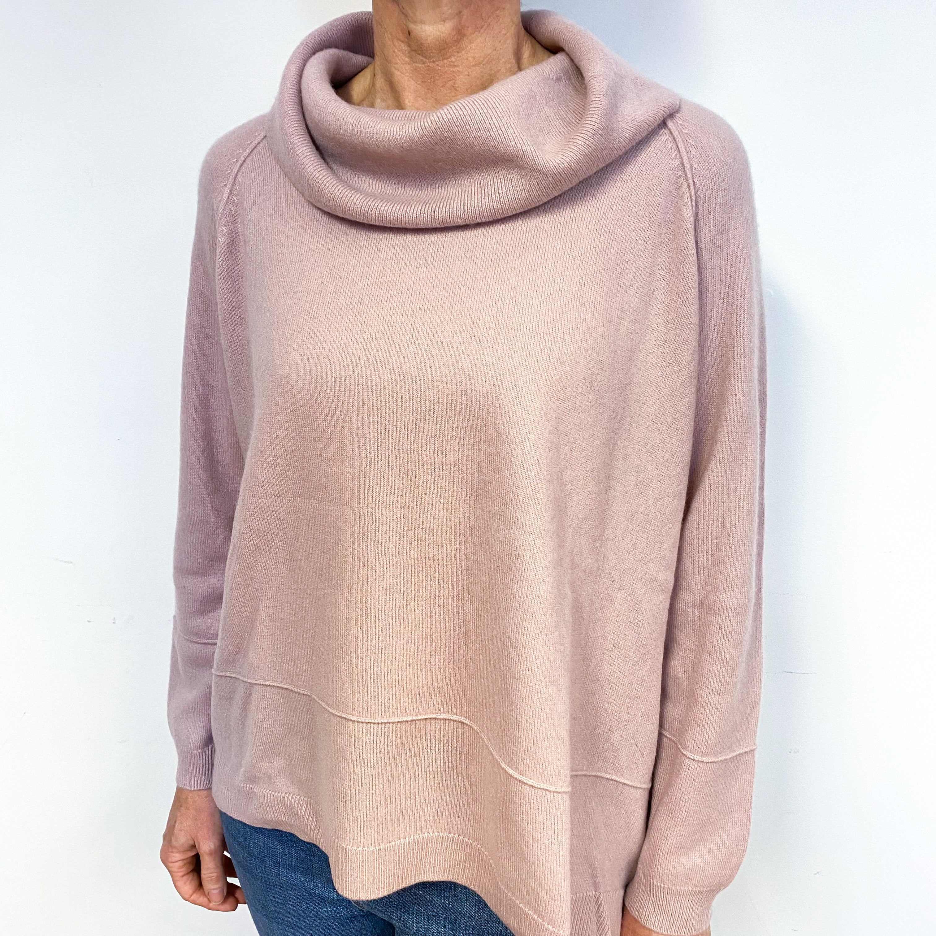Whistles Dusky Pink Cashmere Cowl Neck Jumper Medium