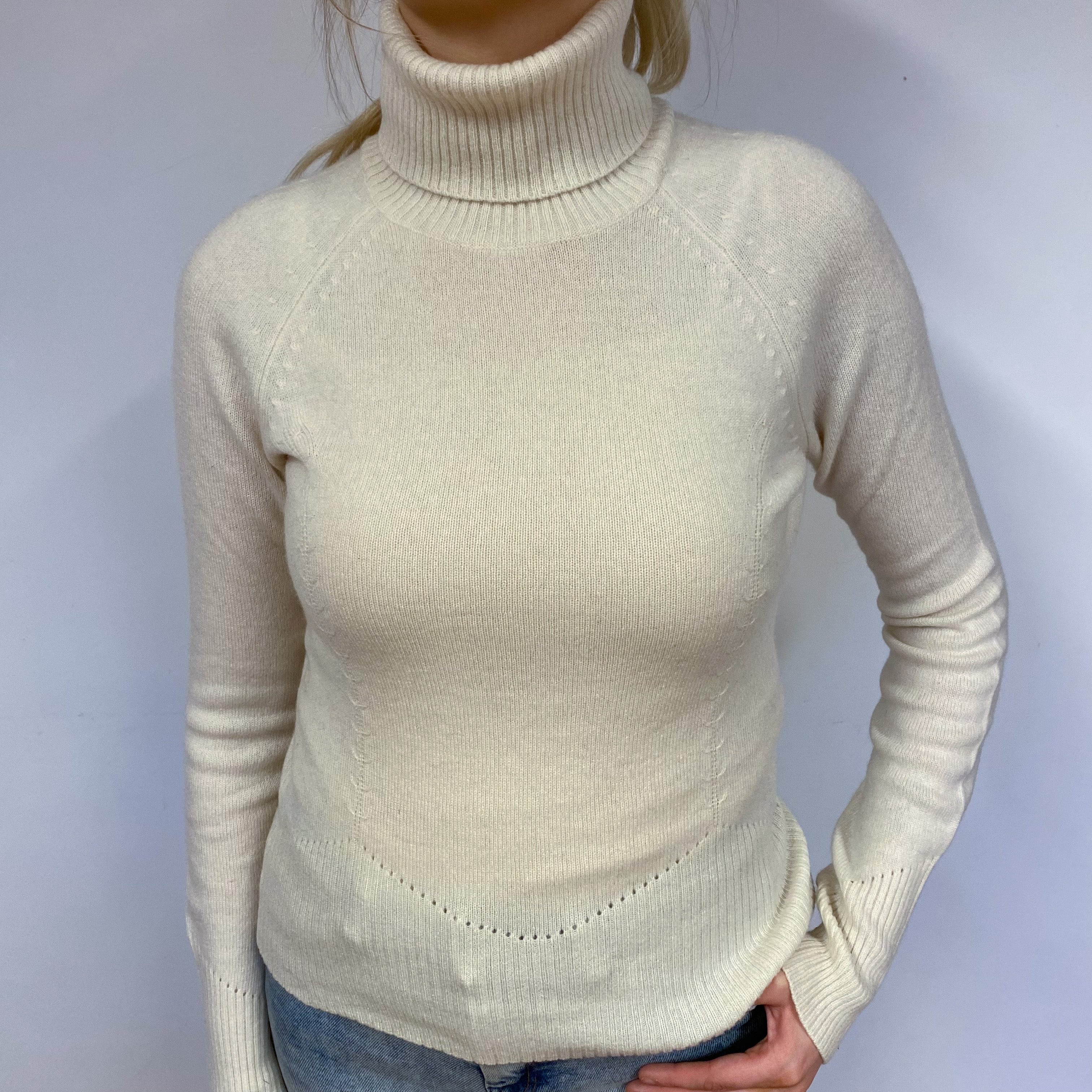 Cream Cashmere Polo Neck Jumper Small