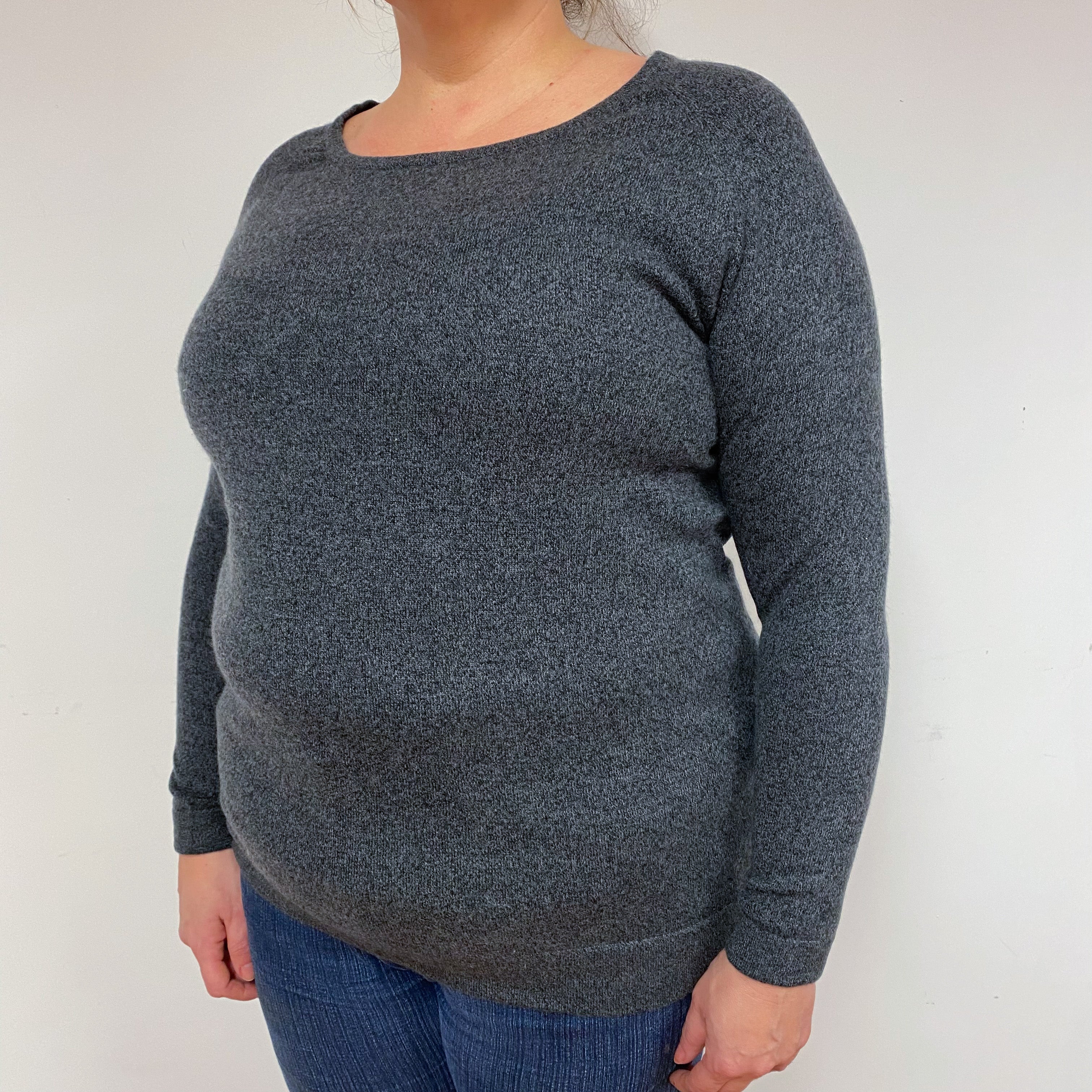 Slate Grey Cashmere Crew Neck Jumper Extra Large