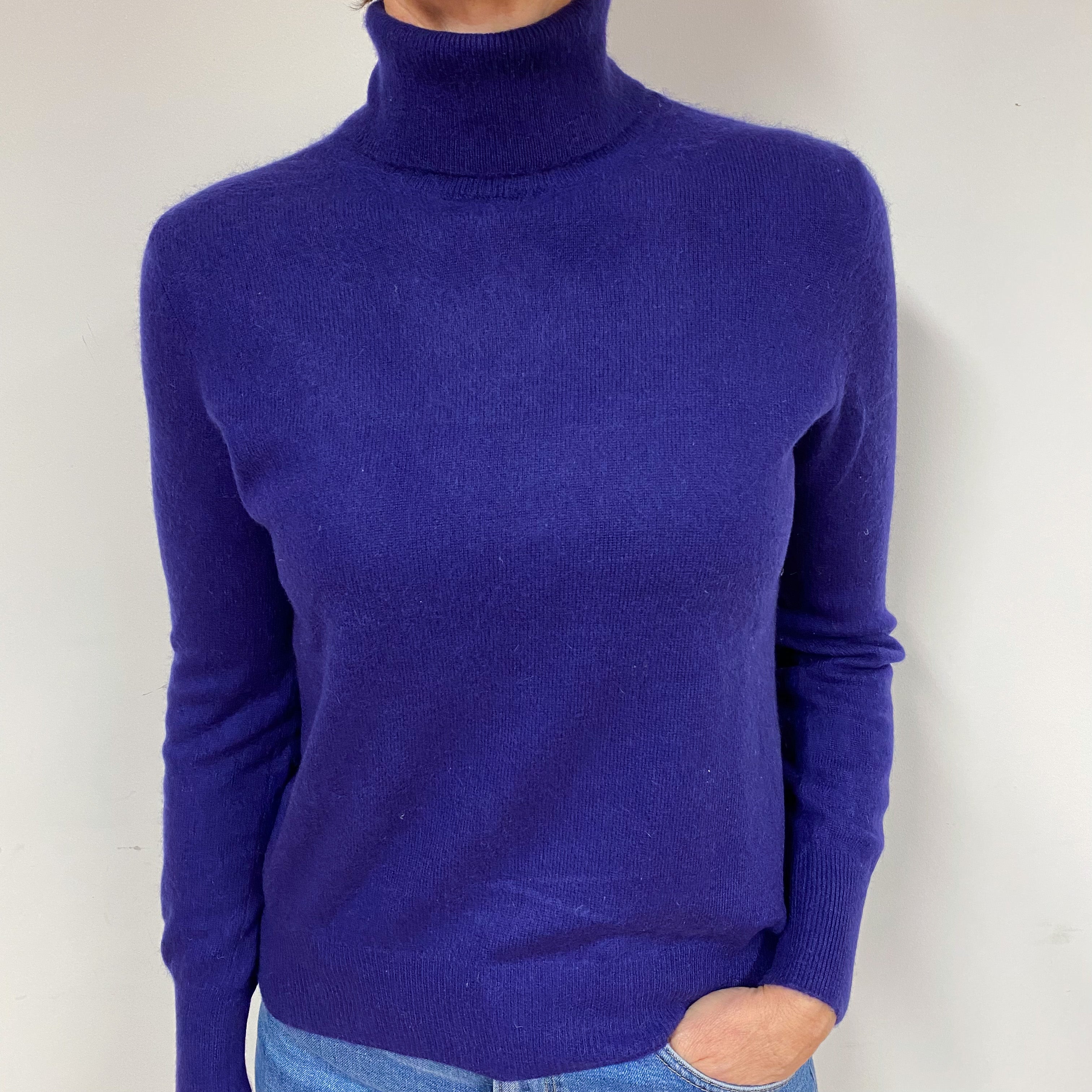 Iris Purple Cashmere Polo Neck Jumper Medium