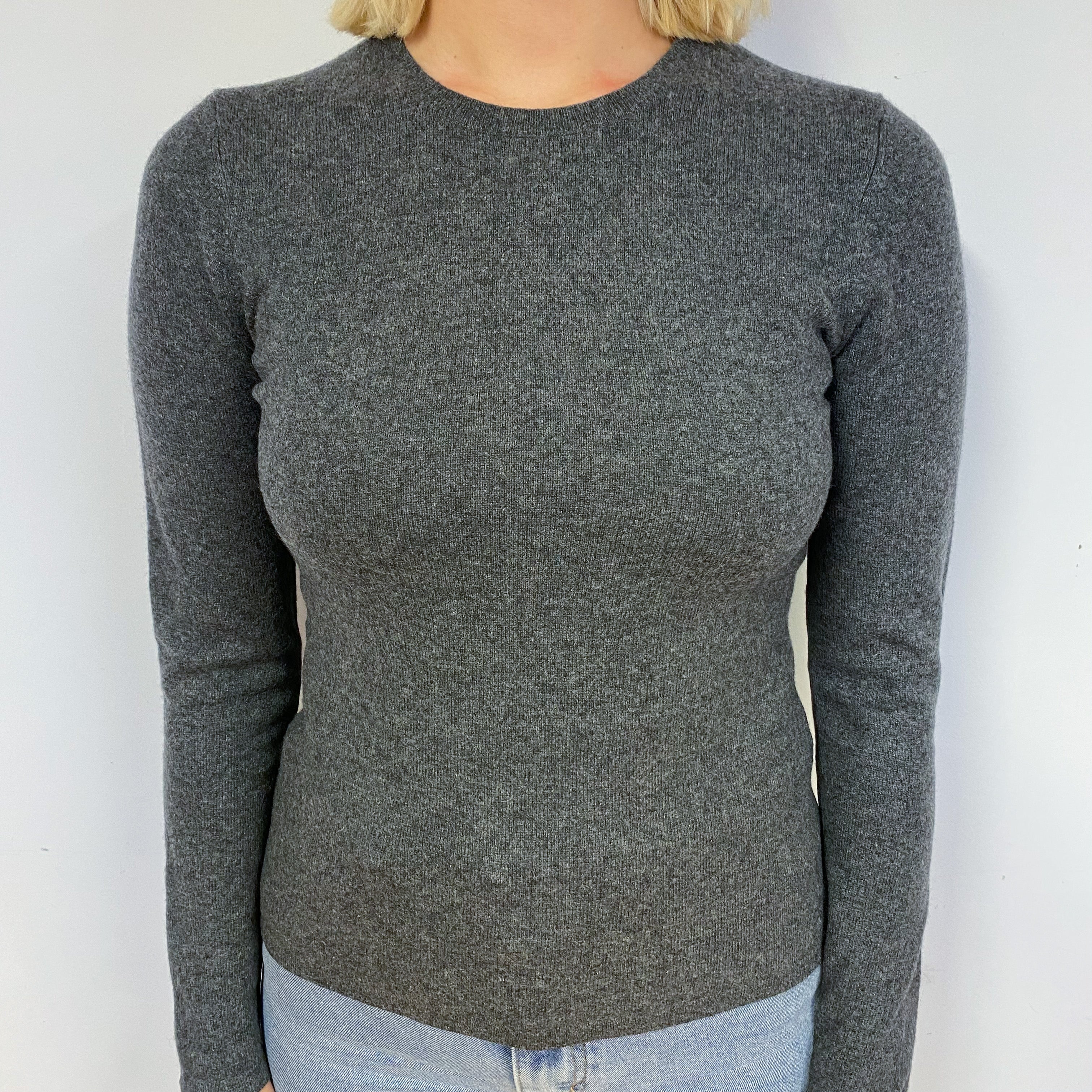 Slate Grey Cashmere Crew Neck Jumper Small