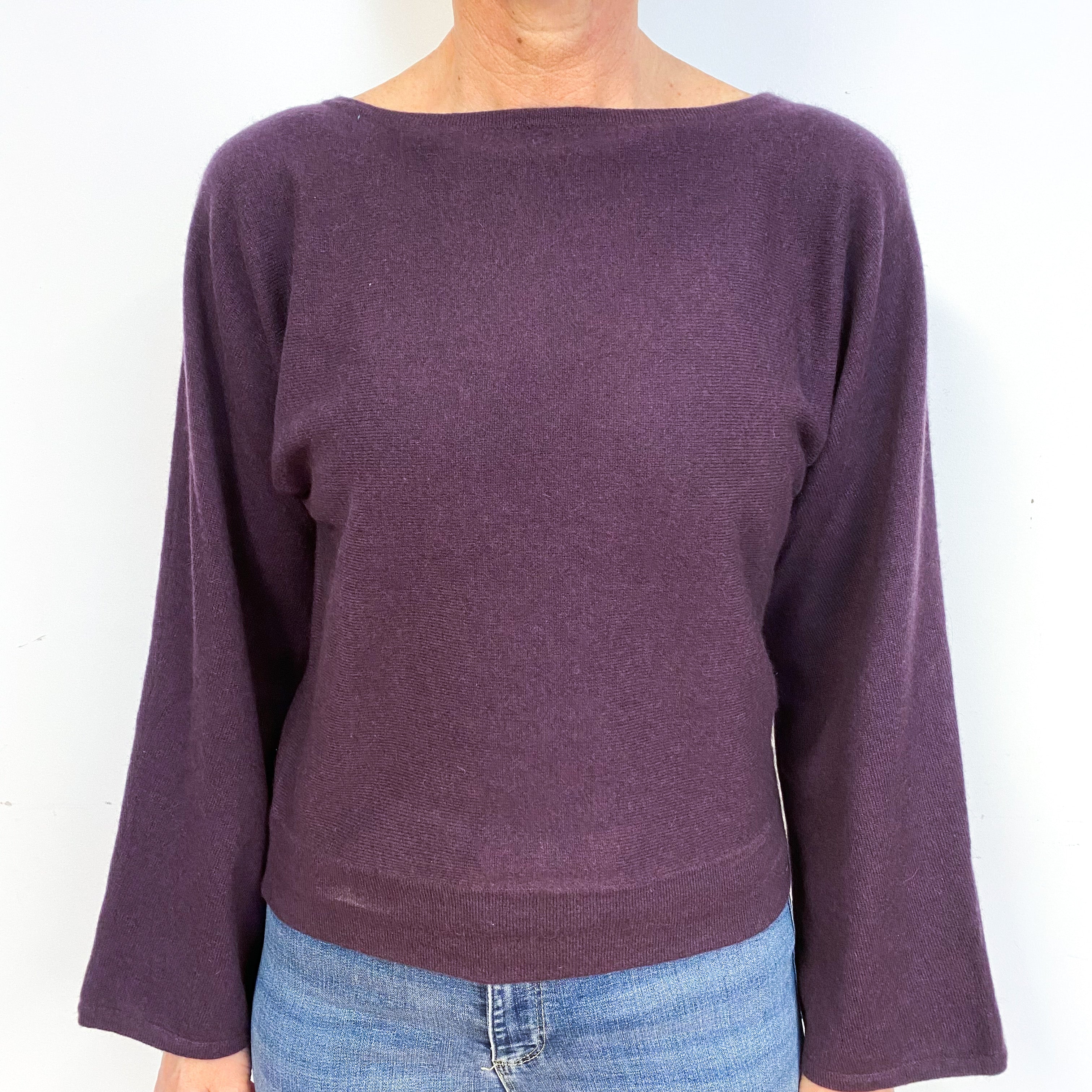 Blueberry Purple Cashmere Crew Neck Jumper Medium