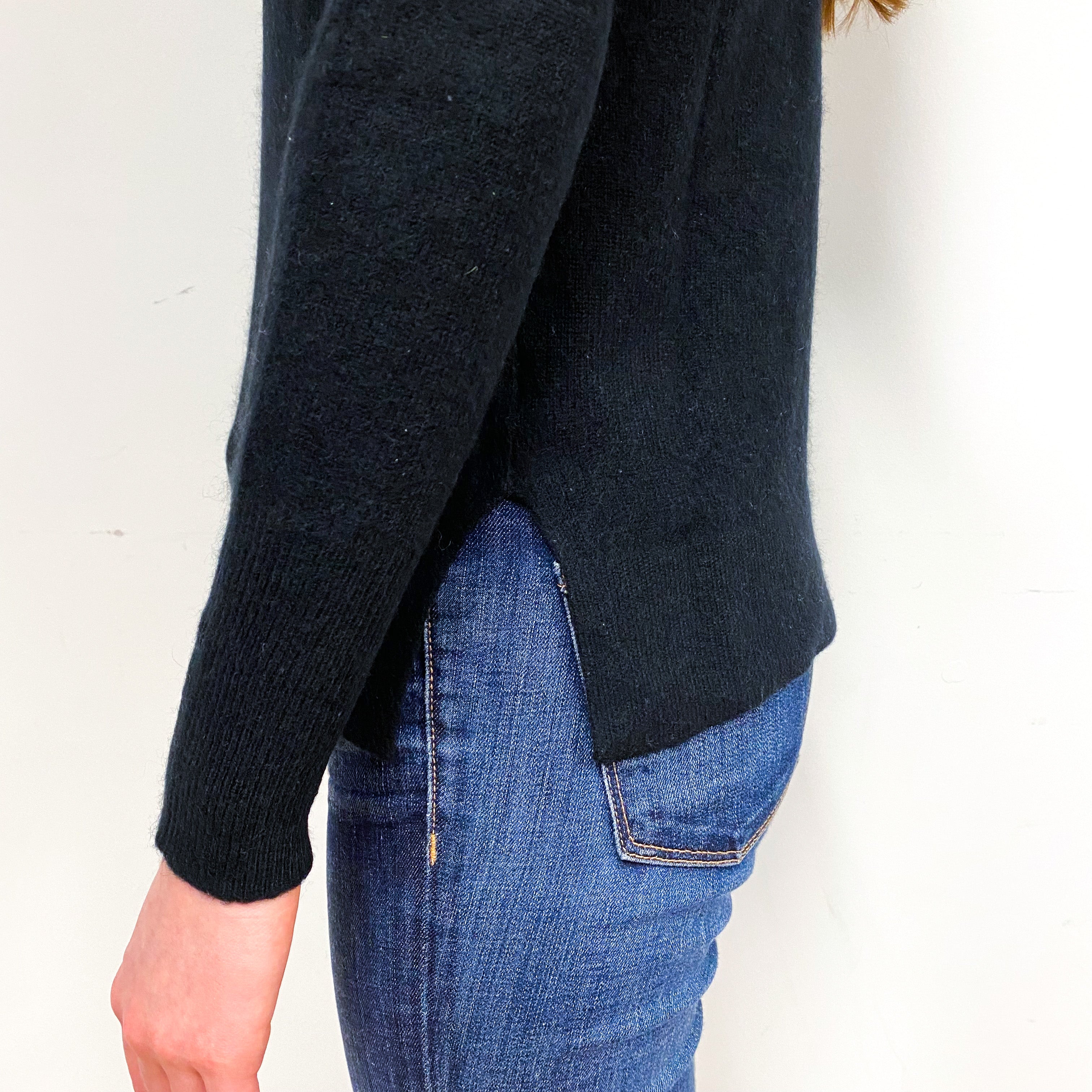 Black Cashmere V-Neck Jumper Extra Small