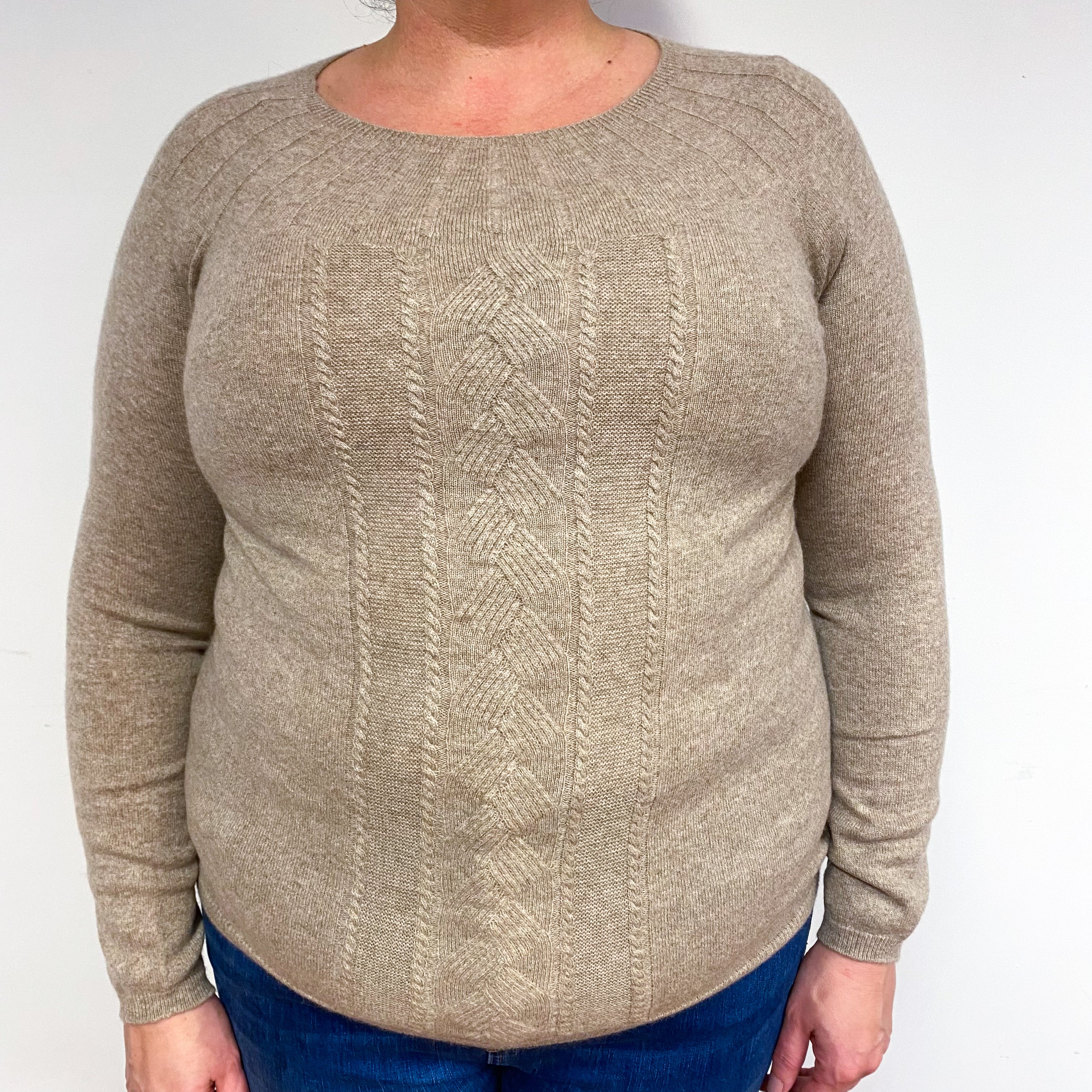 Caramel Beige Cashmere V-Neck Jumper Extra Large