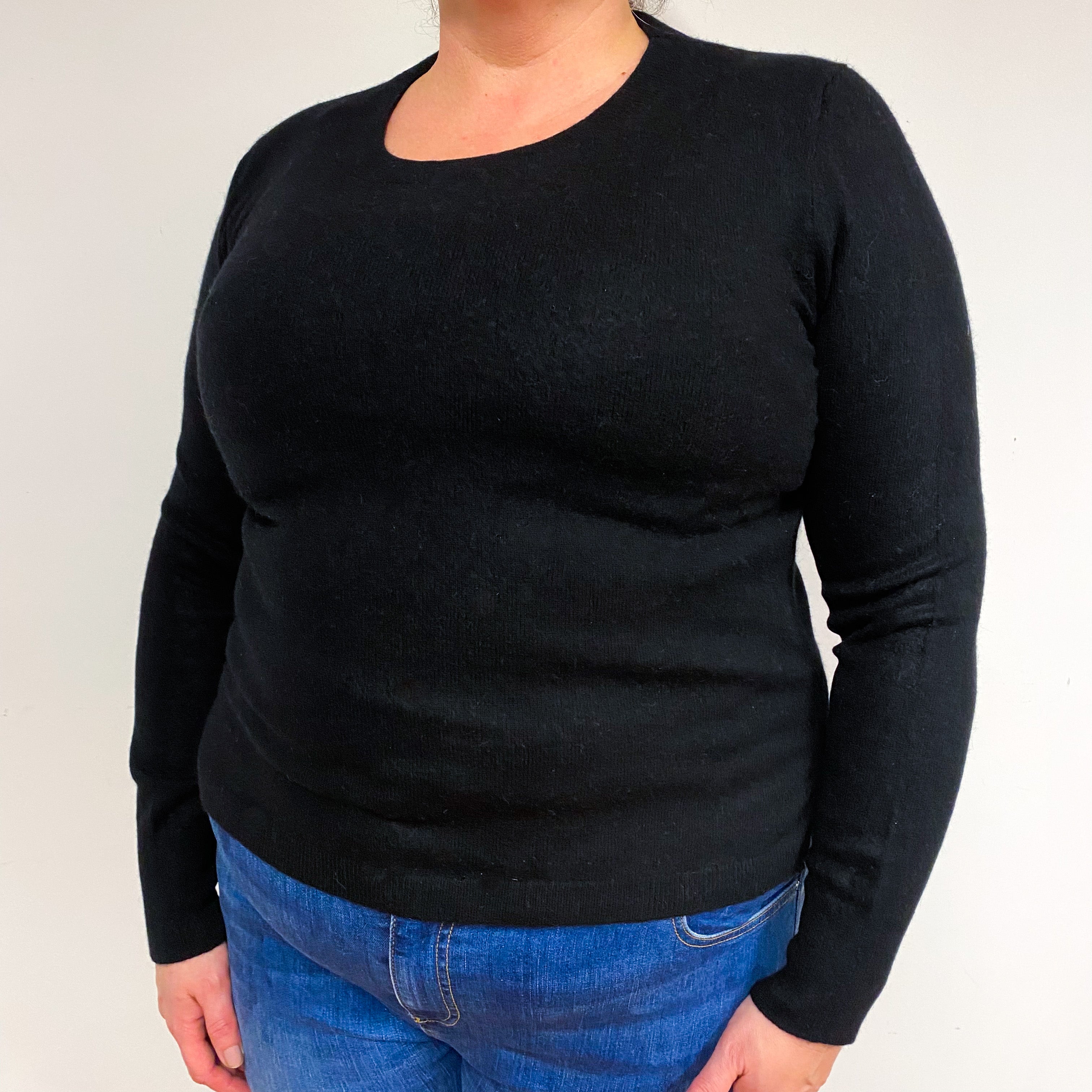 Black Cashmere Crew Neck Jumper Extra Large
