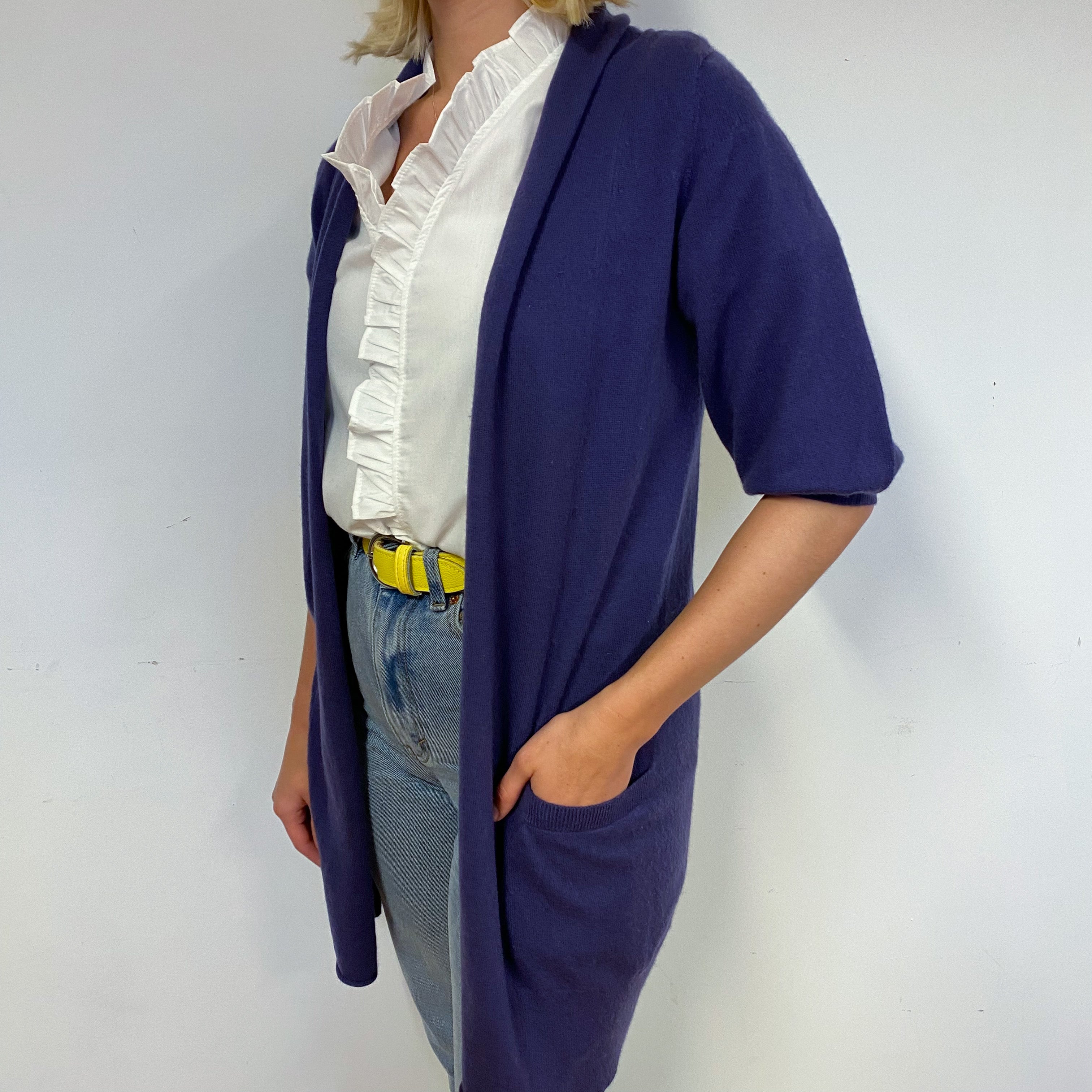 Purple Cashmere Edge to Edge Cardigan Small