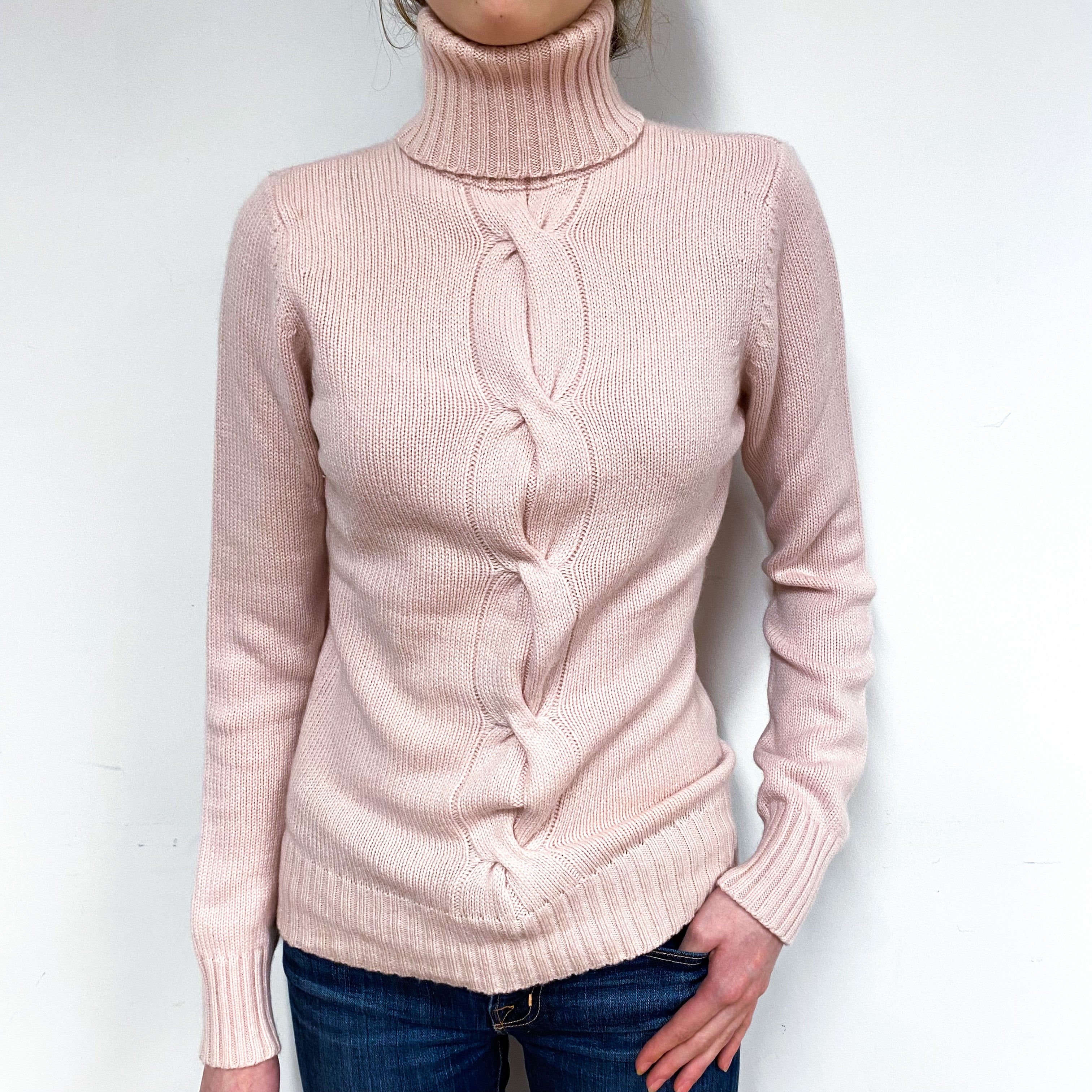 Shell Pink Cashmere Polo Neck Jumper Extra Small