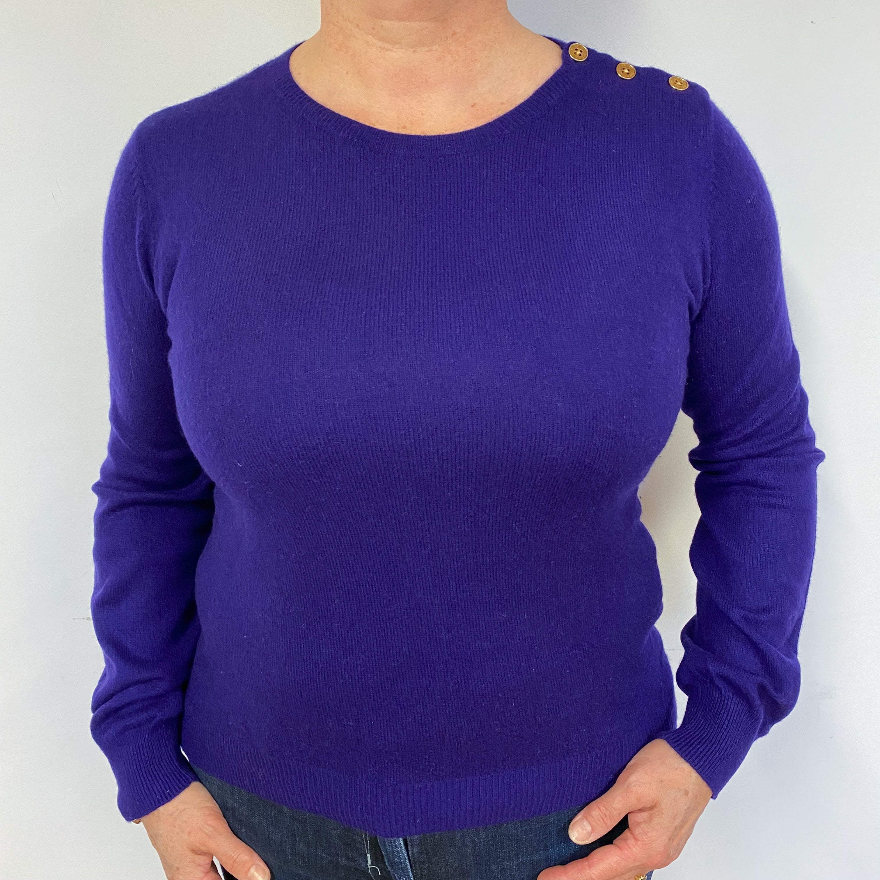 Ralph Lauren Iris Purple Cashmere Crew Neck Jumper Large.
