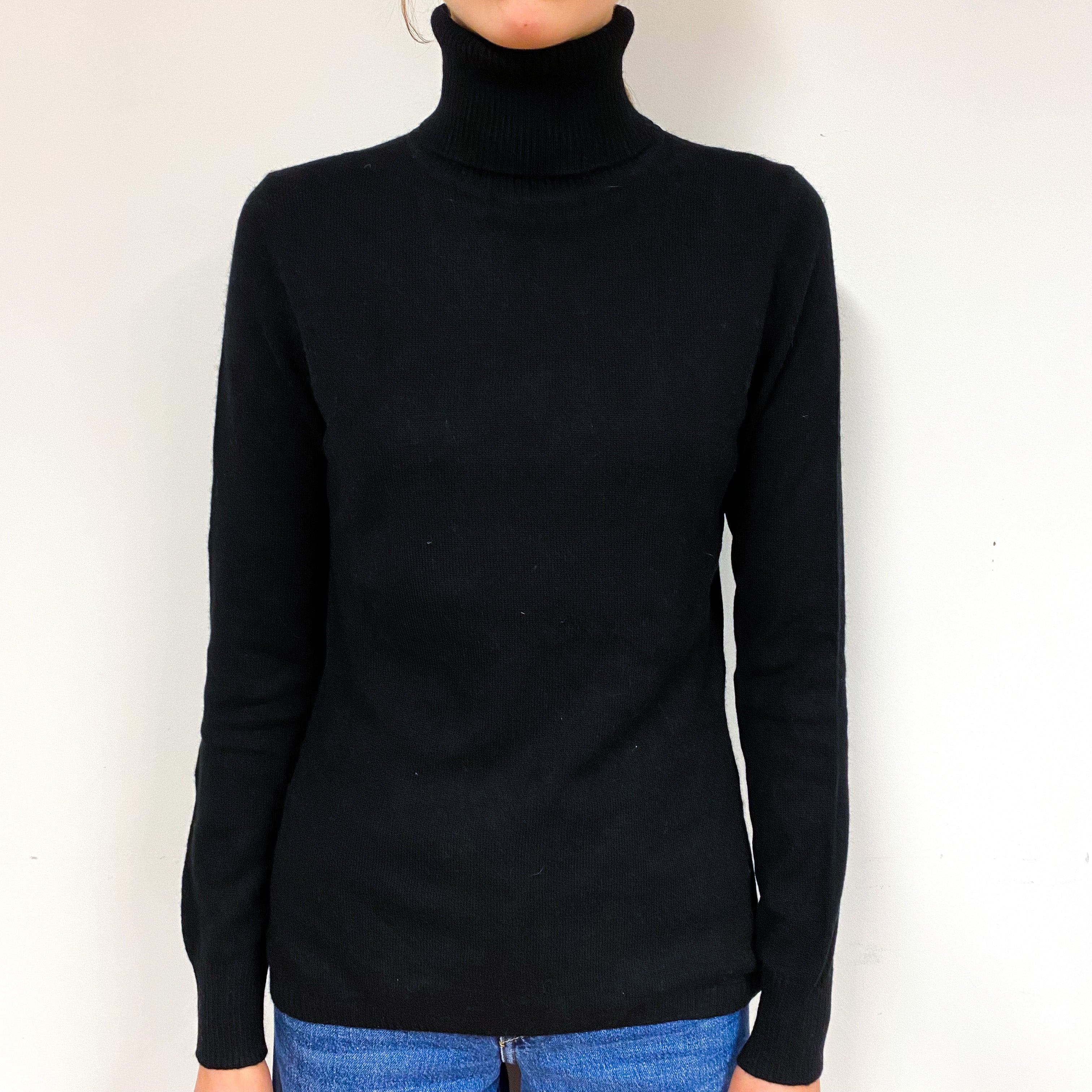 Black Cashmere Polo Neck Jumper Extra Small