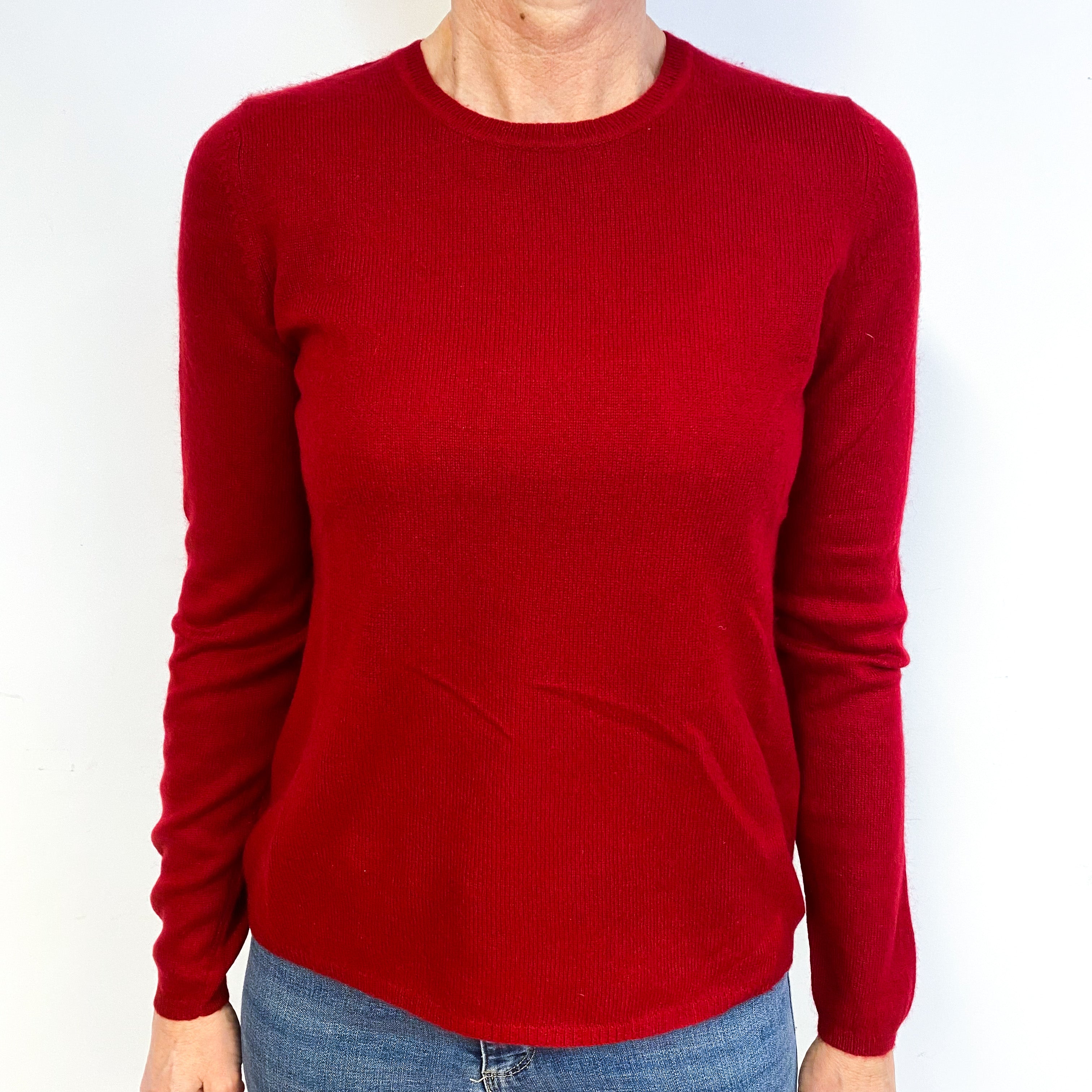 Post Box Red Cashmere Crew Neck Jumper Medium