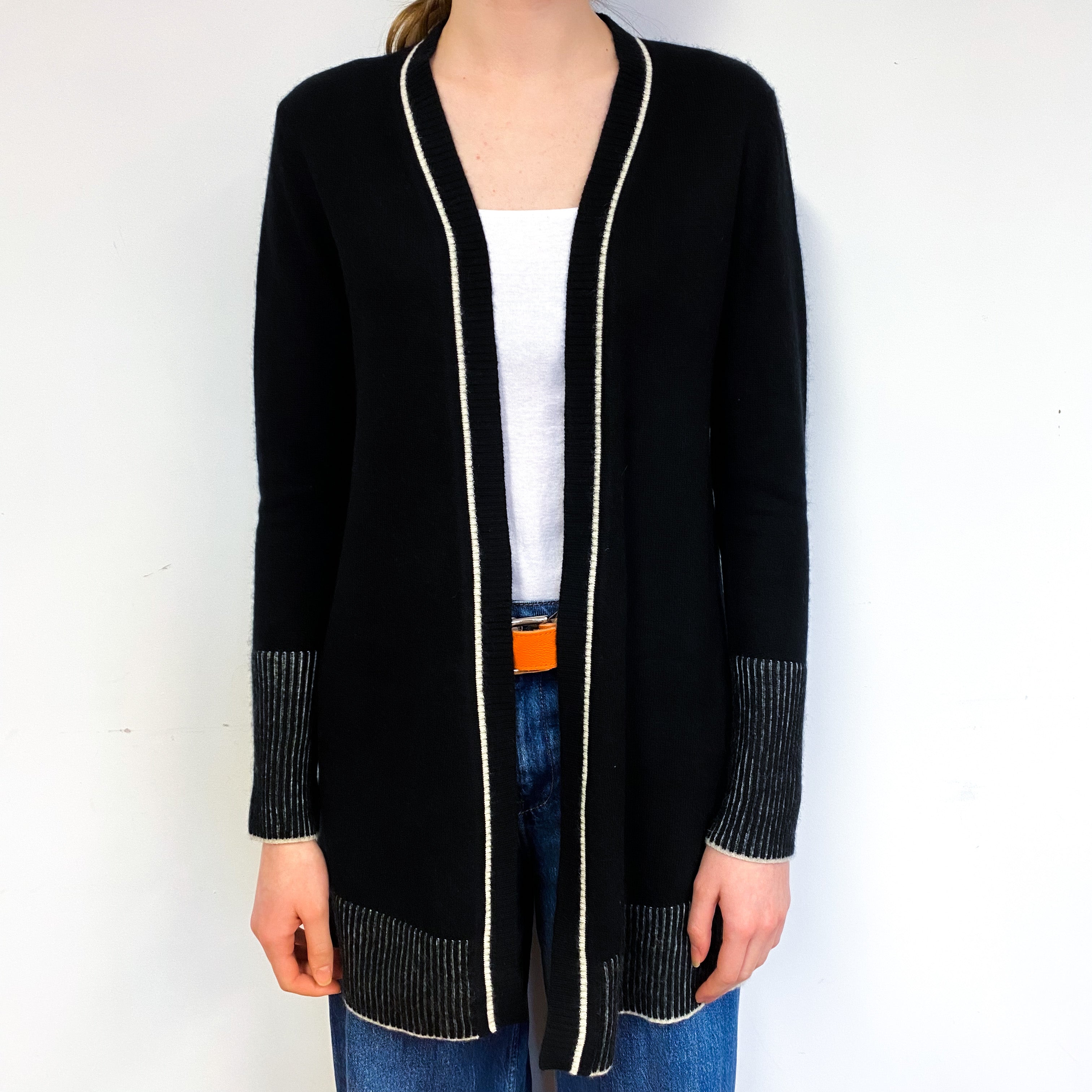 Black Cashmere Edge to Edge Cardigan Extra Small