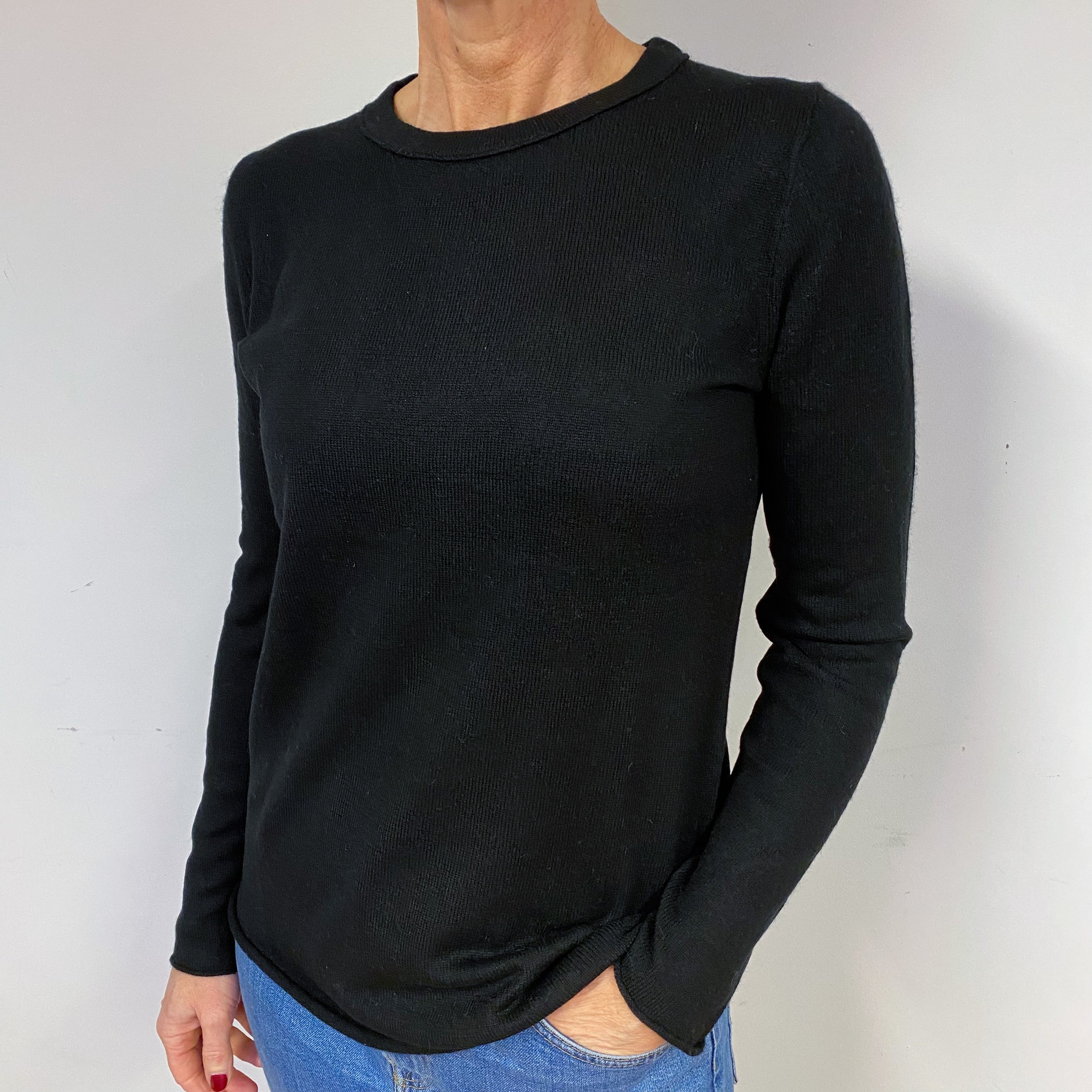 Black Cashmere Crew Neck Jumper Medium