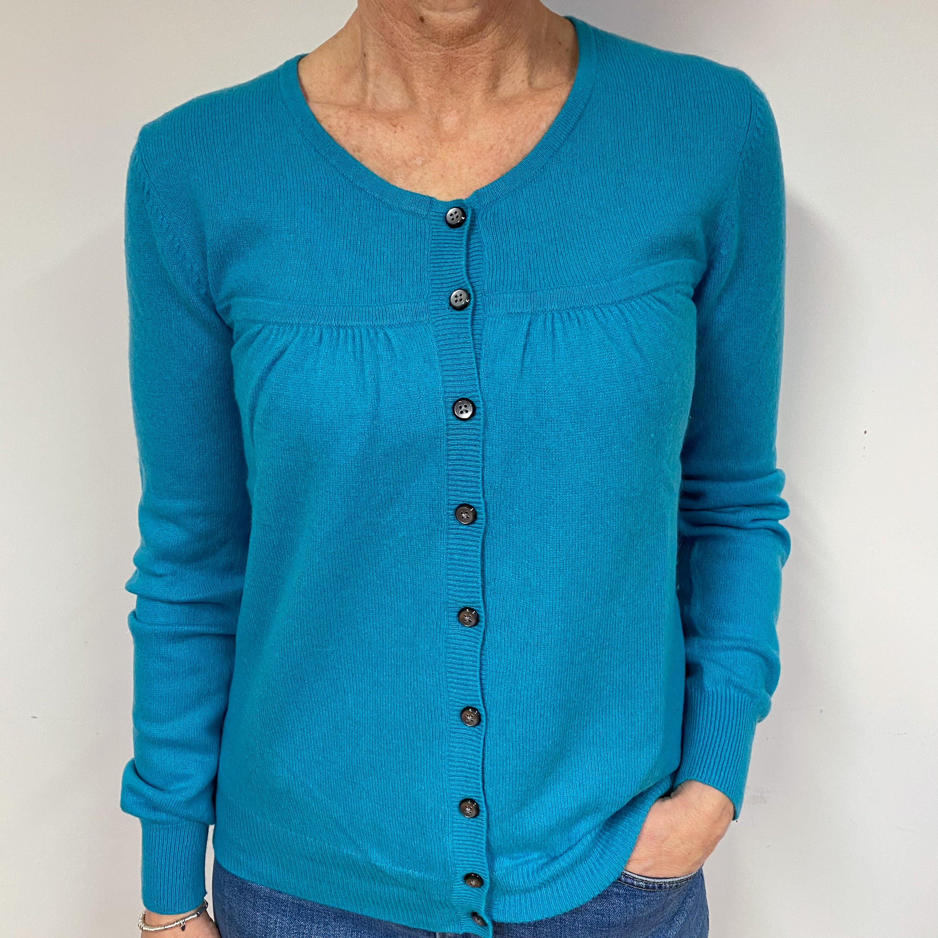 Teal Blue Cashmere Cardigan Medium