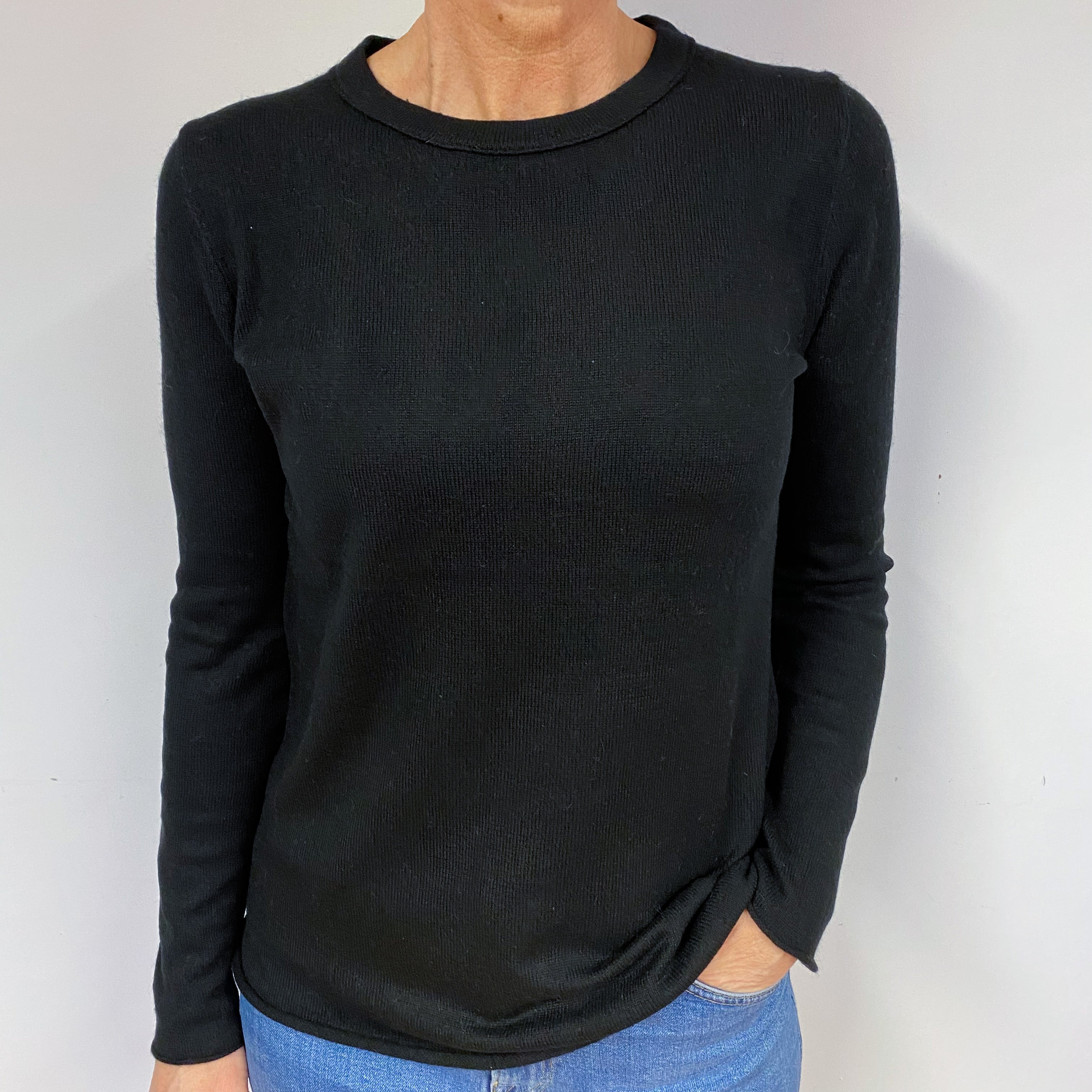 Black Cashmere Crew Neck Jumper Medium